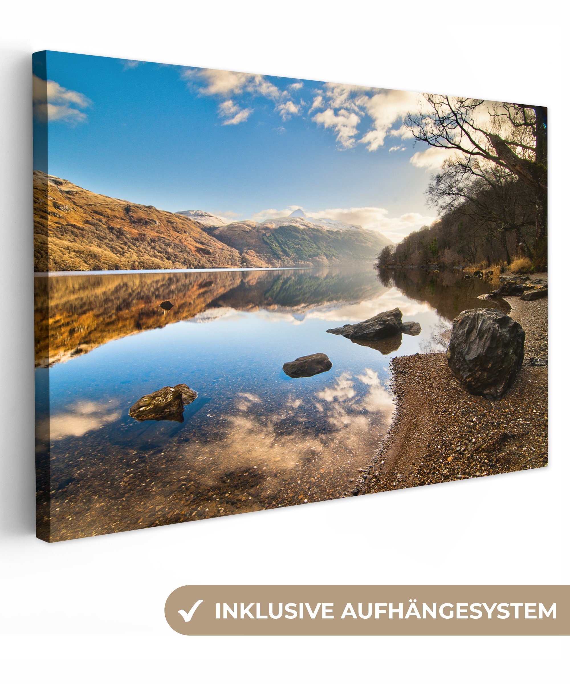 OneMillionCanvasses® Leinwandbild Blick über Loch Schottland, Wanddeko, Lomond Wandbild in (1 St), Leinwandbilder, 30x20 Aufhängefertig, cm