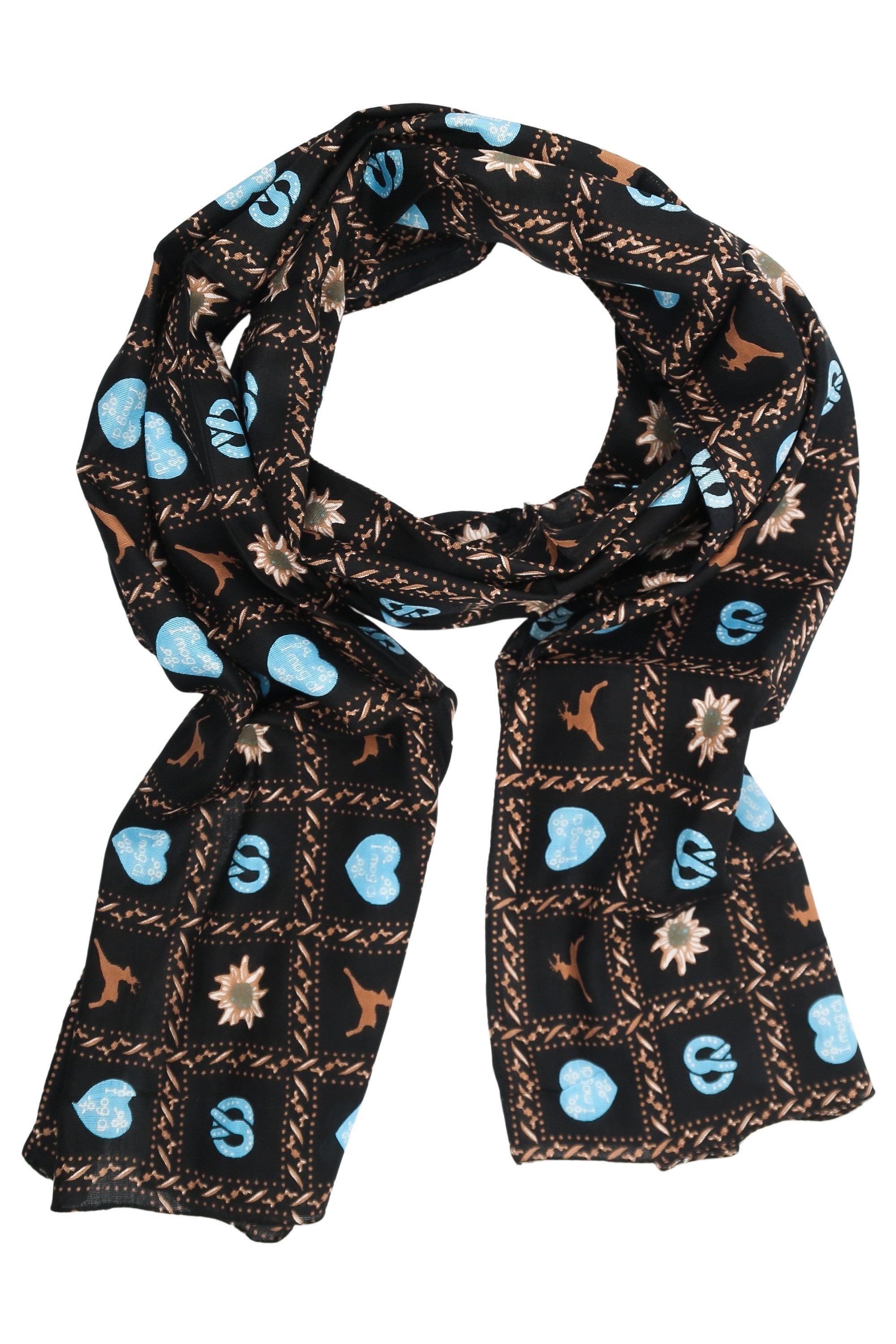 Allgäu Rebell Schal Trachteneleganz, (1-St), mit Edelweiß, Brezen, Hirsch