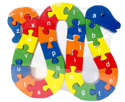 Conen Produkte GmbH Puzzle bunter Holz - Elefant Zahlen 1 bis 12 -oder- Schlange ABC, 12 Puzzleteile, Holz mit Lochung