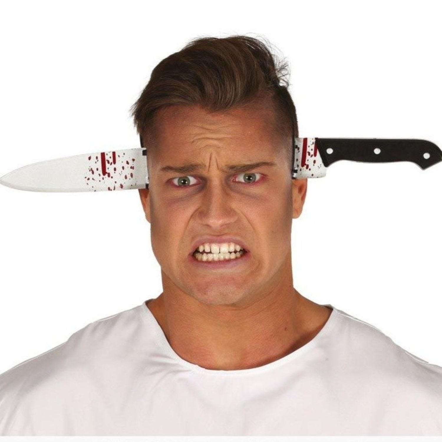 Fiestas Guirca Kostüm Halloween Haarreif 'Messer im Kopf', mit Blutspri