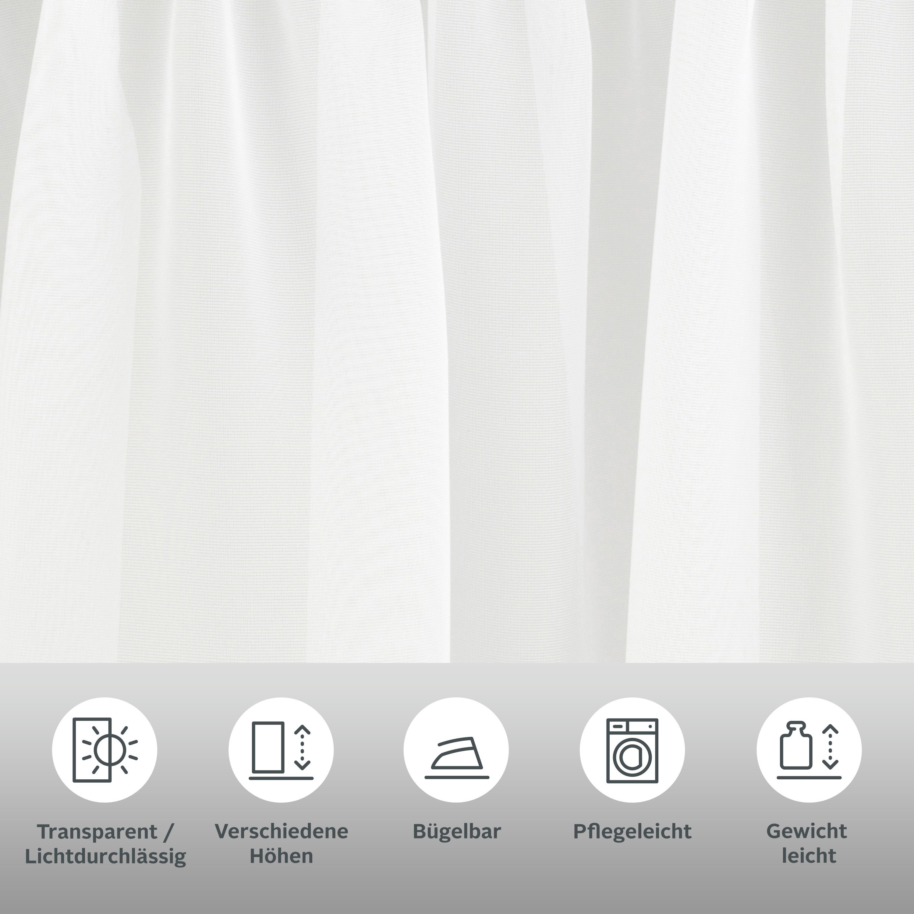 OTTO home Gardine Eby (1 St), Kräuselband, transparent, Satin, Vorhang, Fertiggardine, Store, transparent