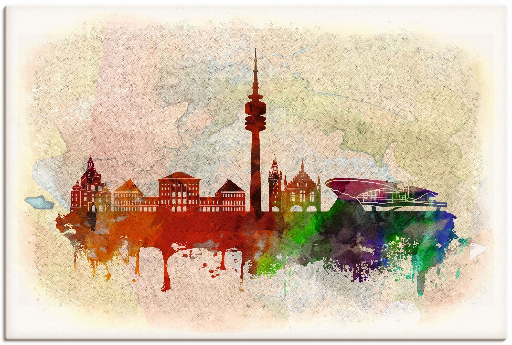 Artland Wandbild München Deutschland Skyline, Deutschland (1 St), als  Alubild, Leinwandbild, Wandaufkleber oder Poster in versch. Größen | Poster