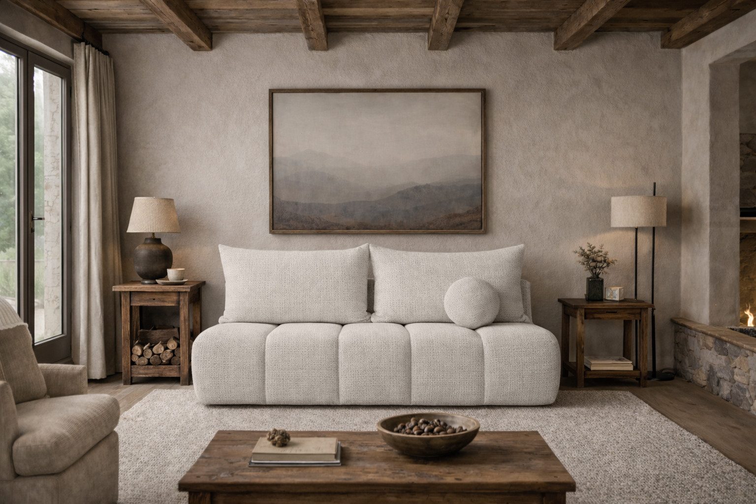 Kaiser Möbel Schlafsofa mit Schlaffunktion und Bettkasten, Stoff Flow Chenille, Sofa PIANO, Chenille-Stoff,Water Blocked Technologie