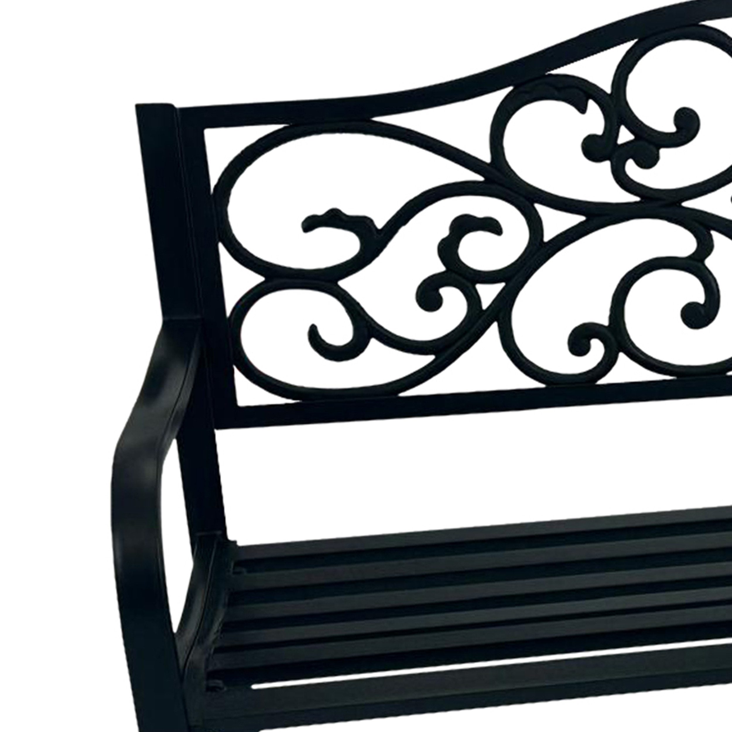 TPFGarden Gartenbank DURHAM (Holzbank - 2-sitzer - Metallbank Rückenteil Gusseisen -, Robuste Outdoorbank schwarz), Hochwertige Bank mit den Maßen (BxHxT): 127 x 85 x 63 cm