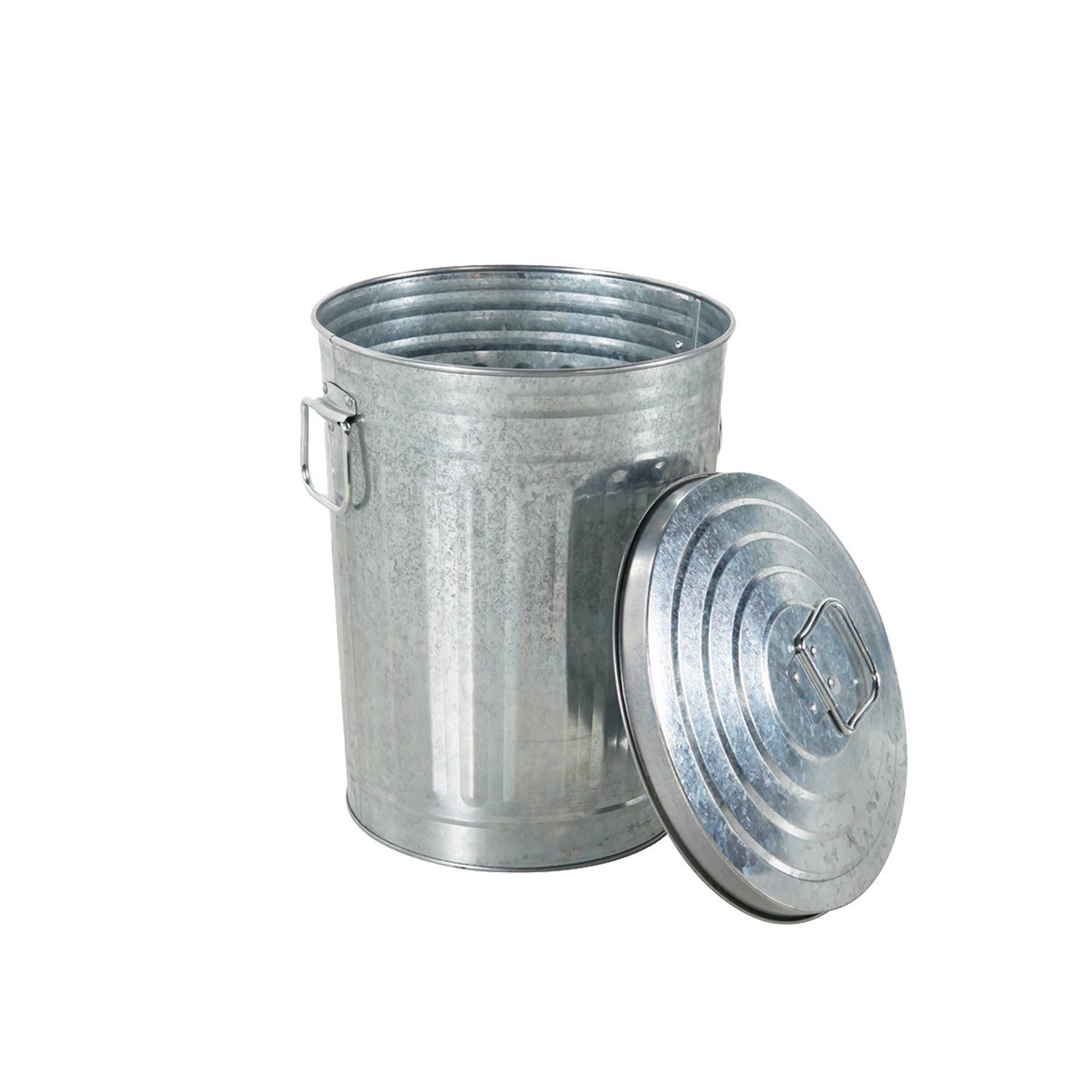 Linder Exclusiv GmbH Mülleimer Stahltonne mit Deckel Ascheeimer Bio-Abfalleimer Abfalltonne Tonne, verzinkte Mülltonne mit Deckel aus Stahlblech
