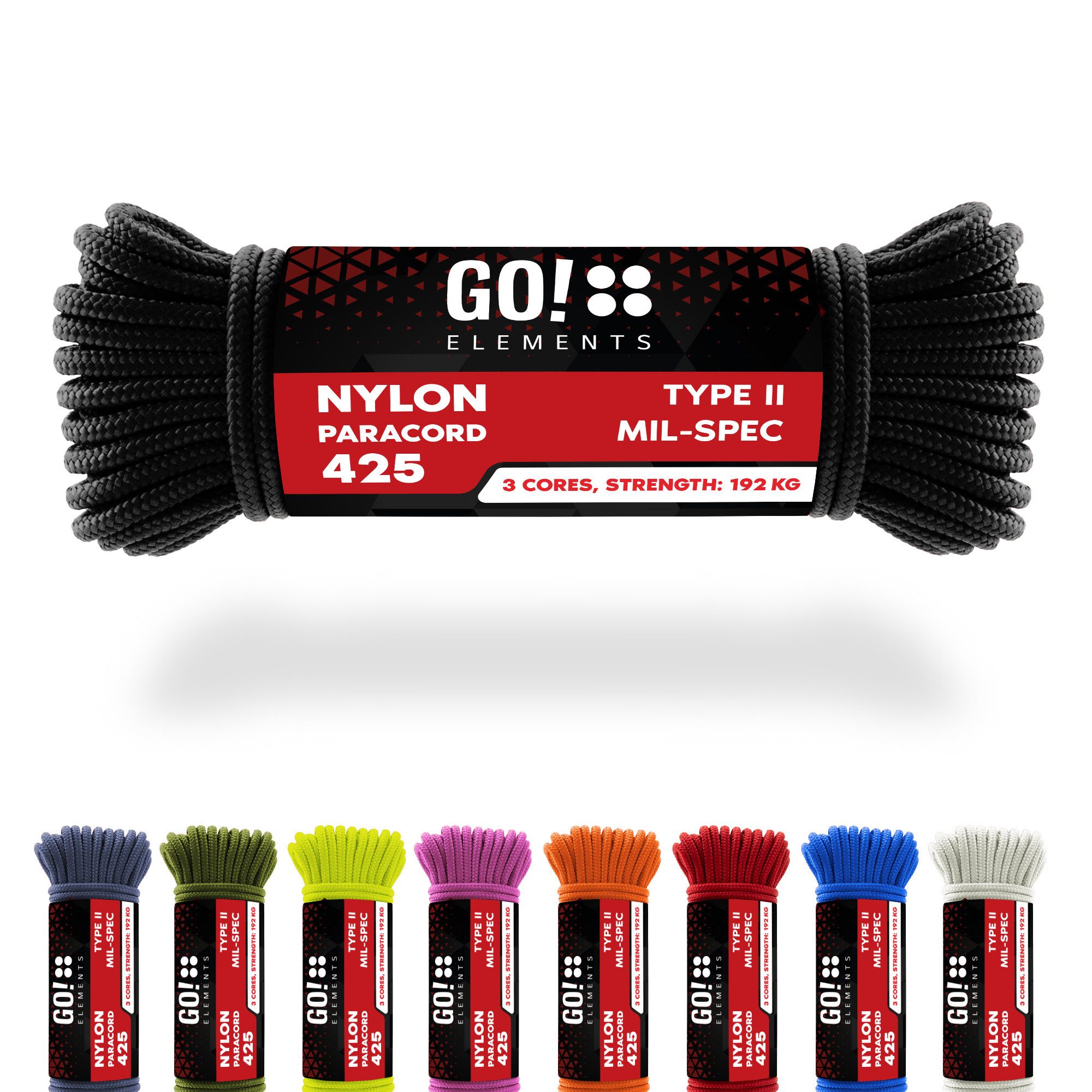 GO!elements Abspannleine Paracord 425 - 3mm, Paracord 425 aus reißfester Nylonschnur