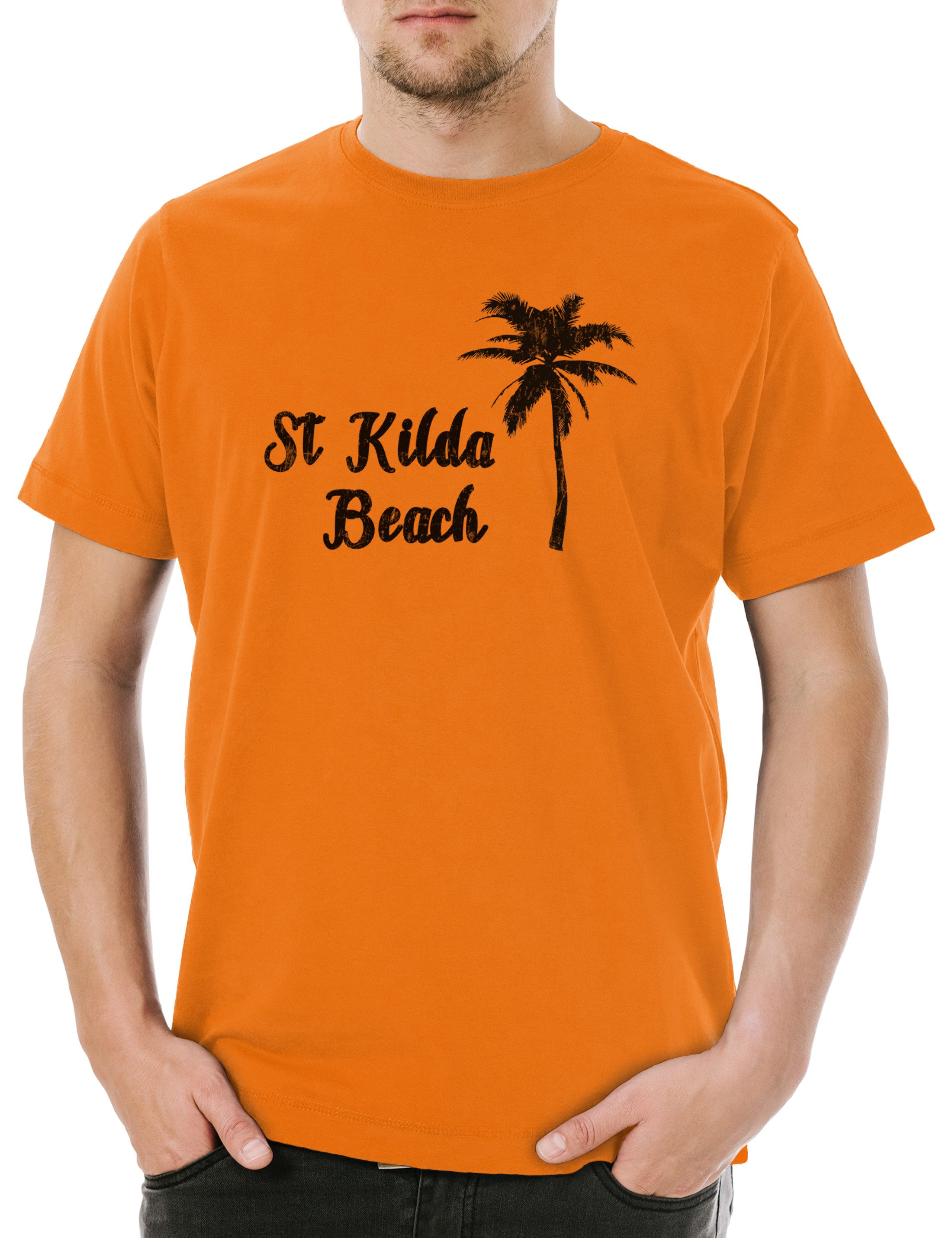 Print-Shirt St. Kilda Beach Herren T-Shirt Surfer Surfen Surfing Sea Meer Strand