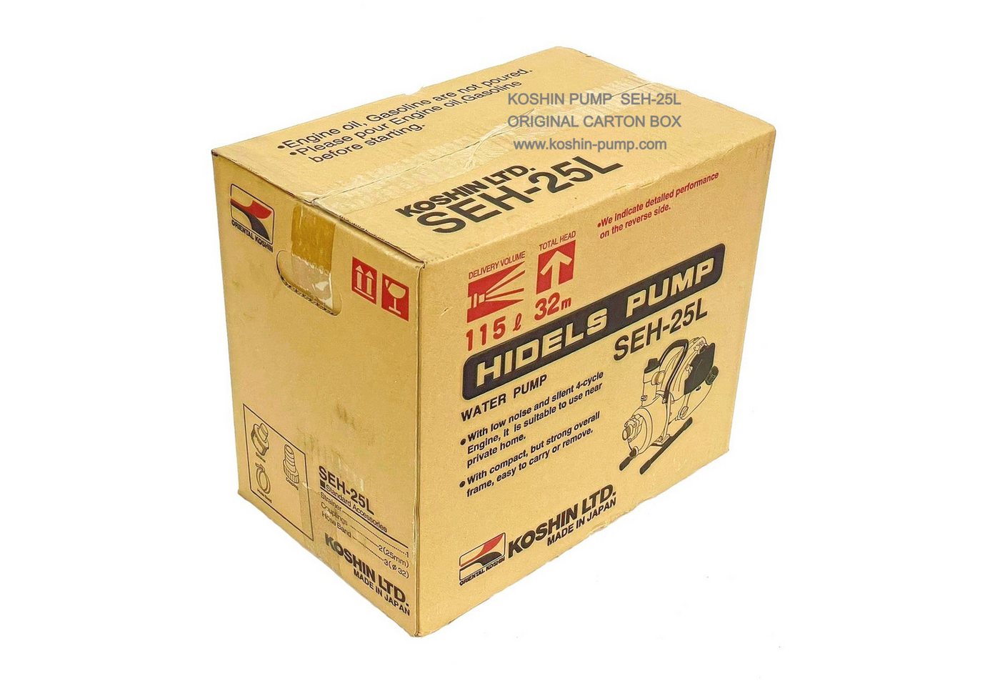 Thumbnail - Koshin Klarwasserpumpe Benzin Pumpe Gartenpumpe Motopumpe Koshin SEH-25L 1 Zoll 25 mm (Originalverpackung), Kapazität 11...