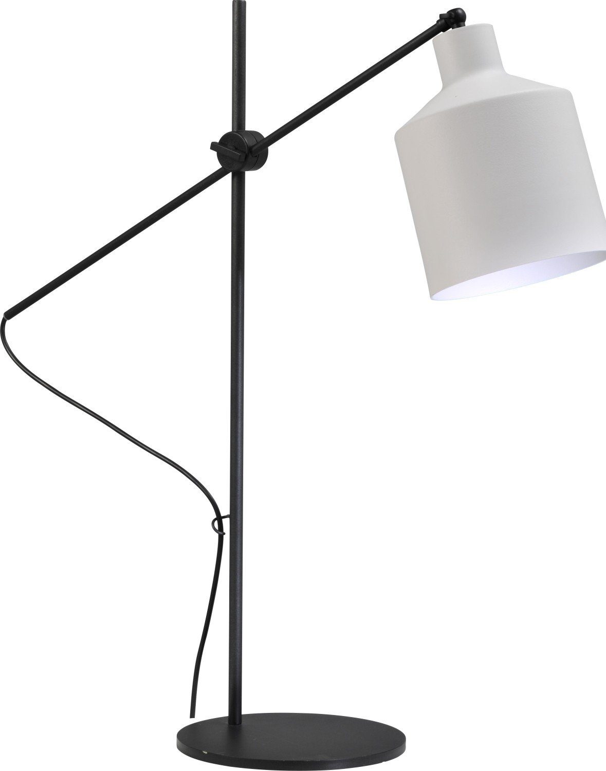 Licht-Erlebnisse Schreibtischlampe BORIS, ohne Leuchtmittel, Schreibtischleuchte E27 71 cm Weiß Schwarz Metall Industrie Design