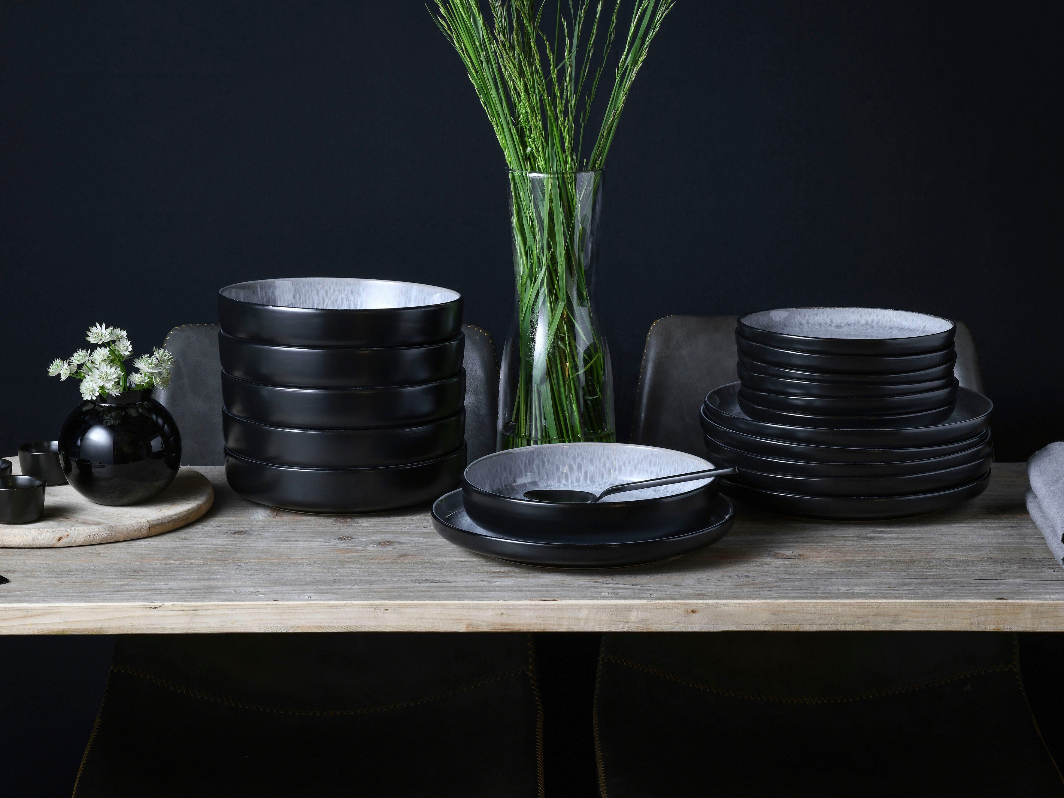 creaTable Teller-Set Nordic Fjord (18-tlg), 6 Personen, Steinzeug, je 6 Speiseteller 26 cm, Suppenteller 22,5 cm, Dessertteller 19,5 cm – Bild 4 von 5