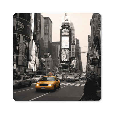 MuchoWow Gaming Mauspad Times Square - Taxi - Gelb (1-St), Gaming, Rutschfester Unterseite, Mausunterlage, 60x60 cm, XXL, Großes