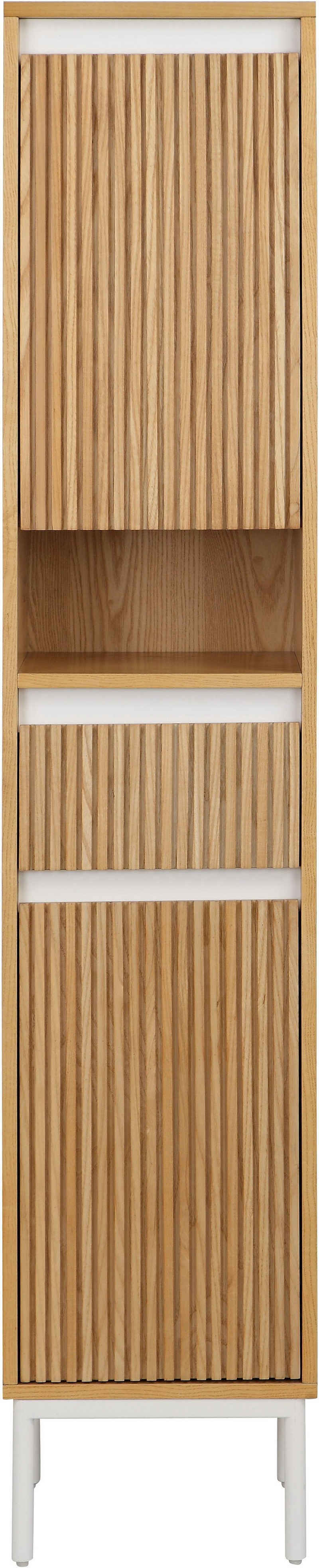 andas Hochschrank Falun Badmöbel, Badezimmerschrank mit Rille, Breite 35 cm