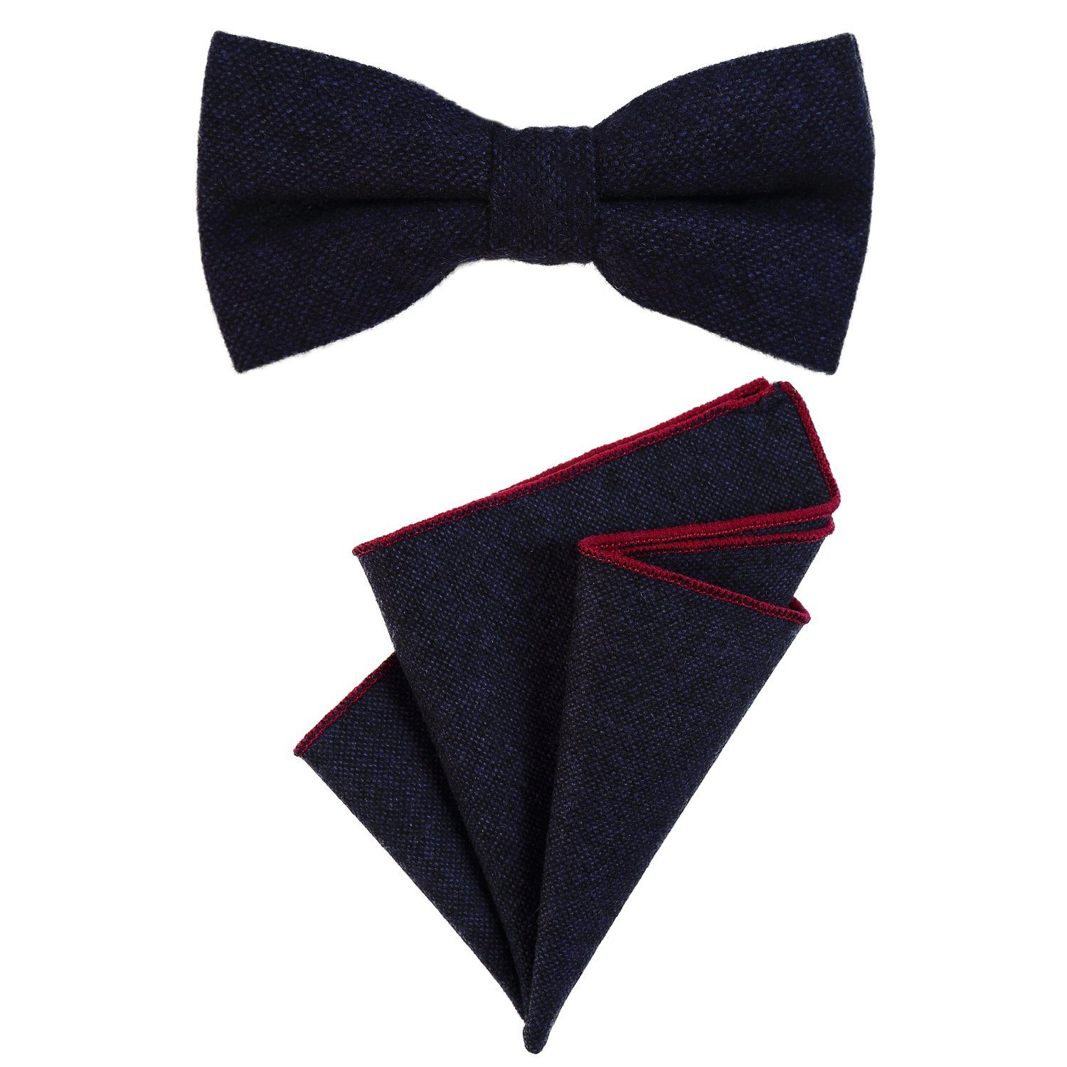 DonDon Fliege Schleife und Einstecktuch aus Baumwolle (Packung, 2-St., 1x Herrenfliege und 1x Einstecktuch) bereits gebunden, Tweed-Look, 2er Set