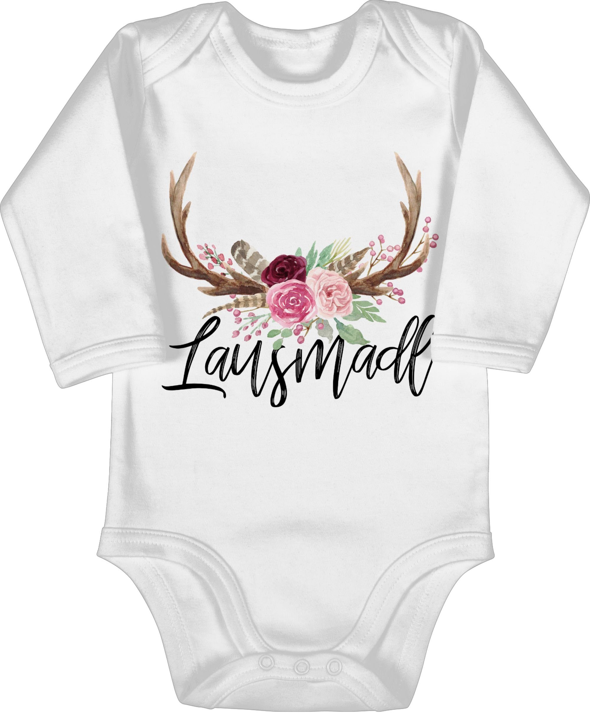 Shirtracer Shirtbody Lausmadl Hirschgeweih Mode für Oktoberfest Baby Outfit 1 Weiß