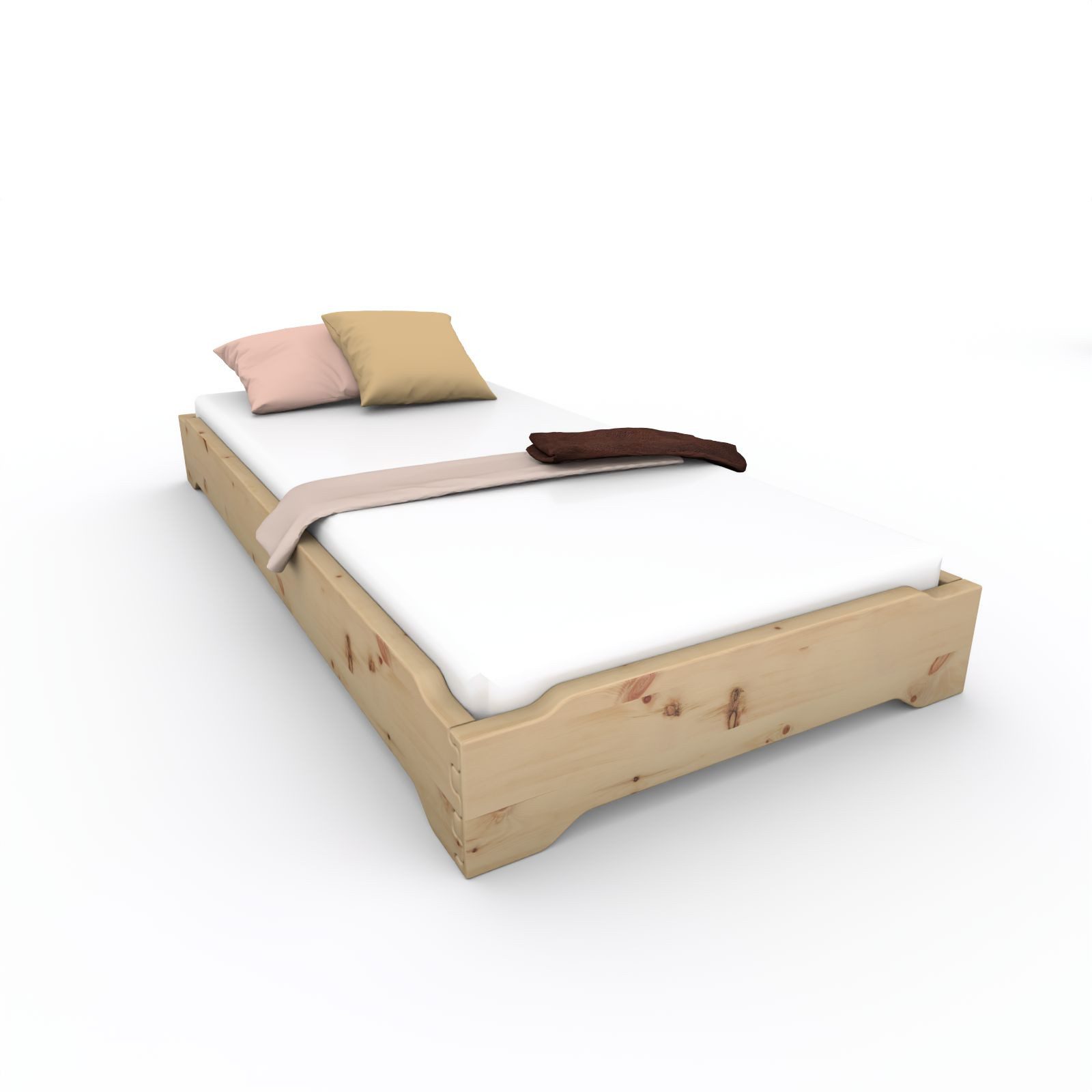 TUGA-Holztech Massivholzbett Stapelbett Holzbett (Zirbe) 80 x 200 cm 23 cm Zirbenbett Gästebett, Breite: 70 80 90 100 120cm Lange: 200 220cm Höhe: 23 27 33cm Stapelbar