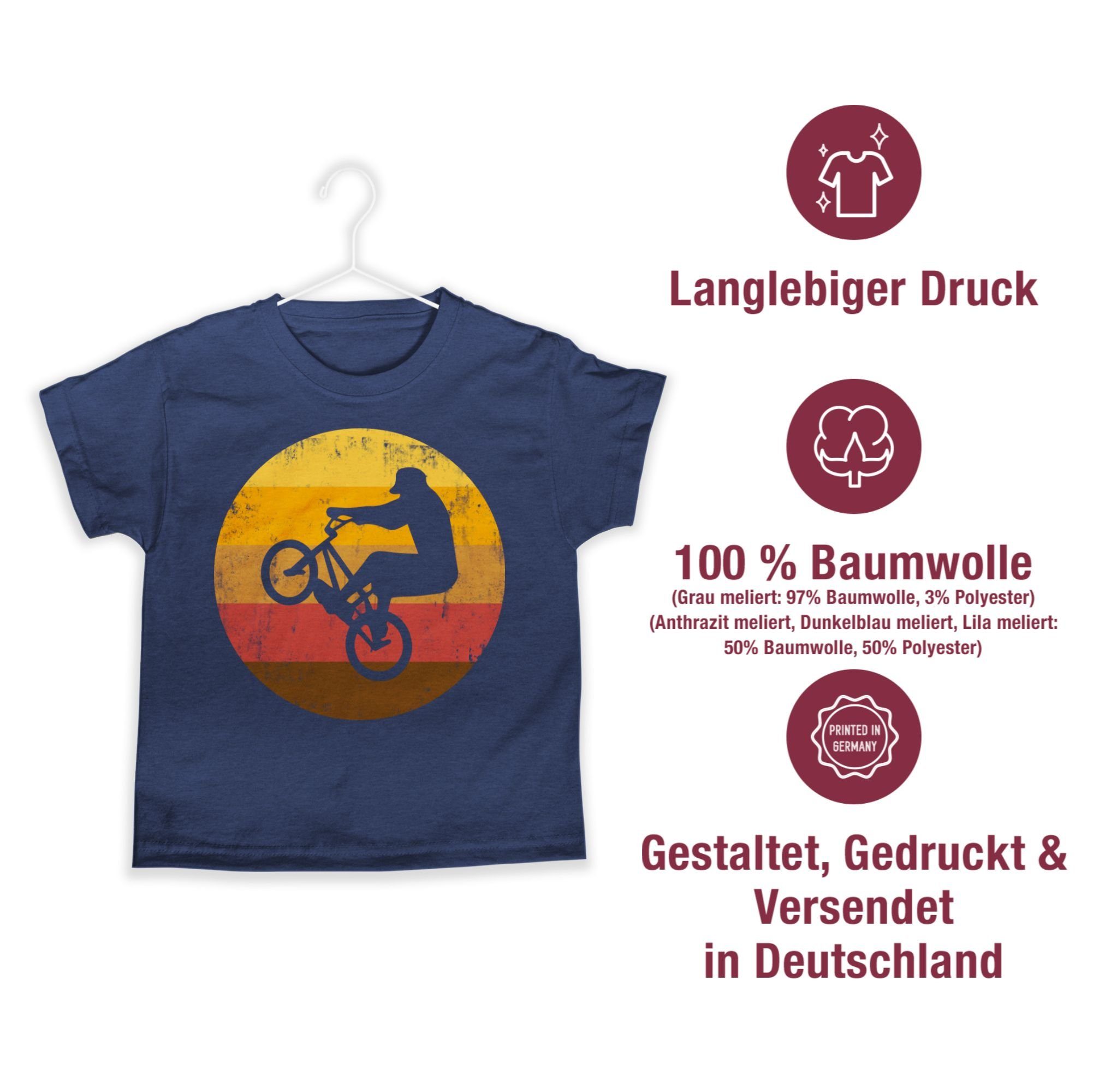 BMX Shirtracer Kleidung Jump T-Shirt Meliert Dunkelblau Kinder Sport 02
