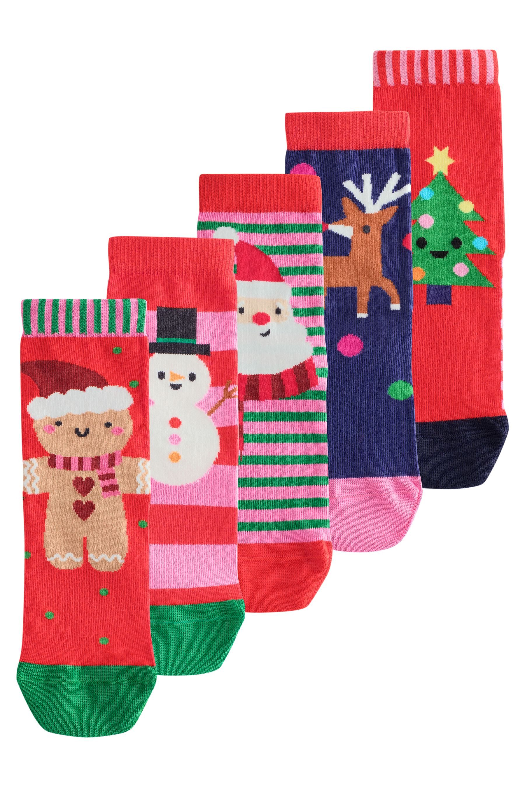 Next Kurzsocken 5er-Pack Söckchen Weihnachtsmotiv mit Baumwolle (5-Paar)