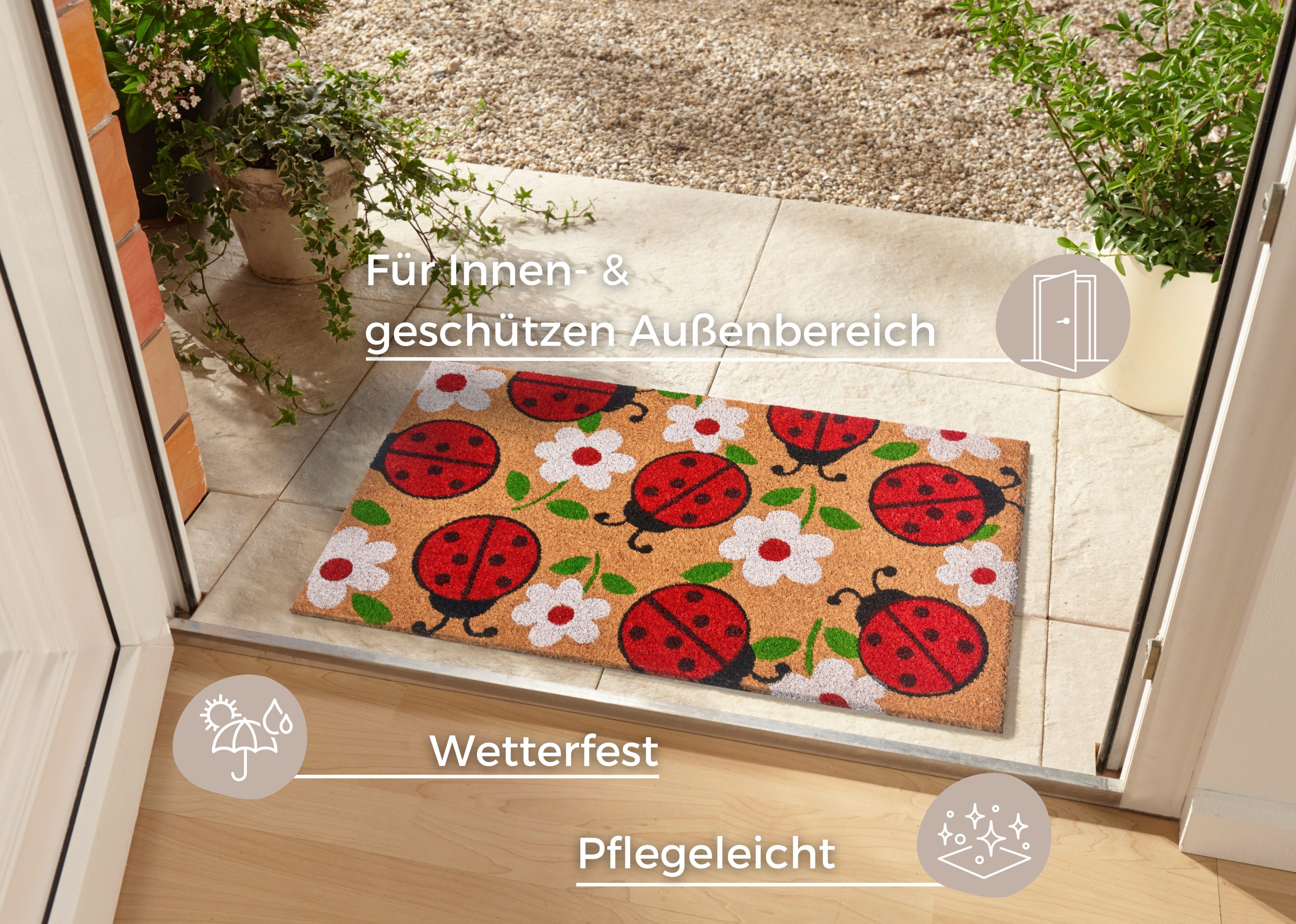 HANSE Home Fußmatte Lady Beetle, Türmatte, rechteckig, Höhe: 15 mm, Kokos, günstig online kaufen