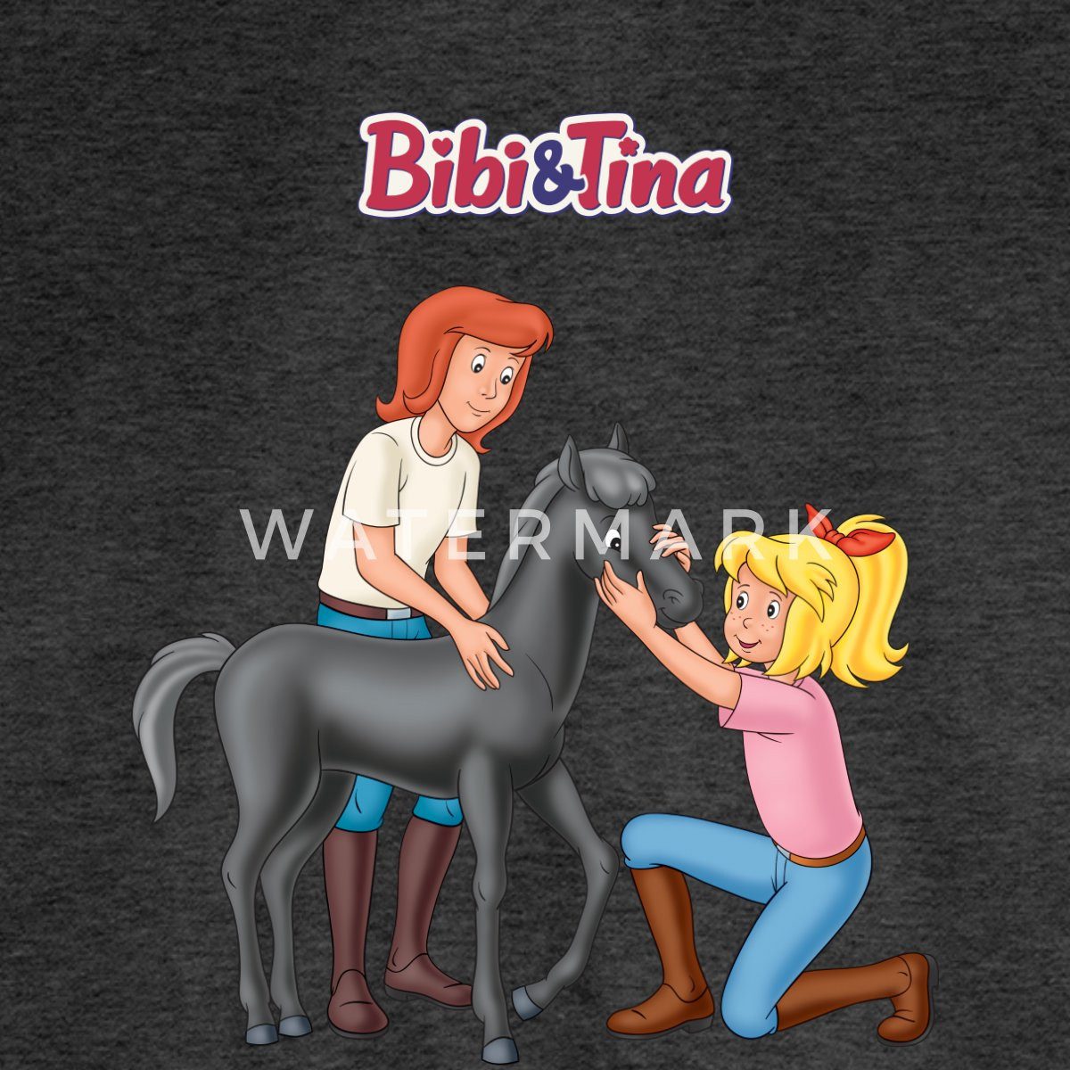 Spreadshirt T-Shirt Bibi Und Tina Kuscheln Mit Süßem Fohlen Felix Kinder Premium Langarmsh (1-tlg)