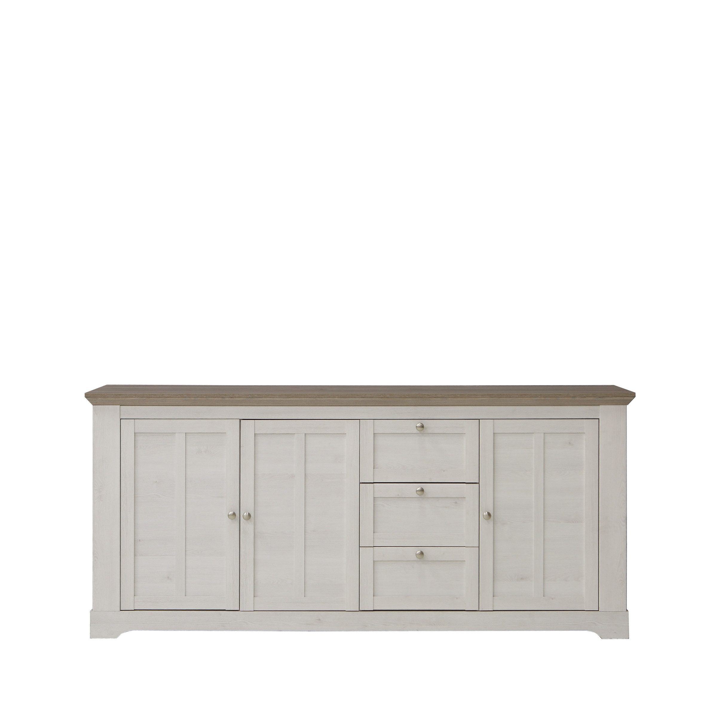 freiraum Sideboard ILOPPA, 3 Türen, 3 Schübe, Schnee Eiche Dekor - 204,7x92,5x44,3cm (BxHxT)
