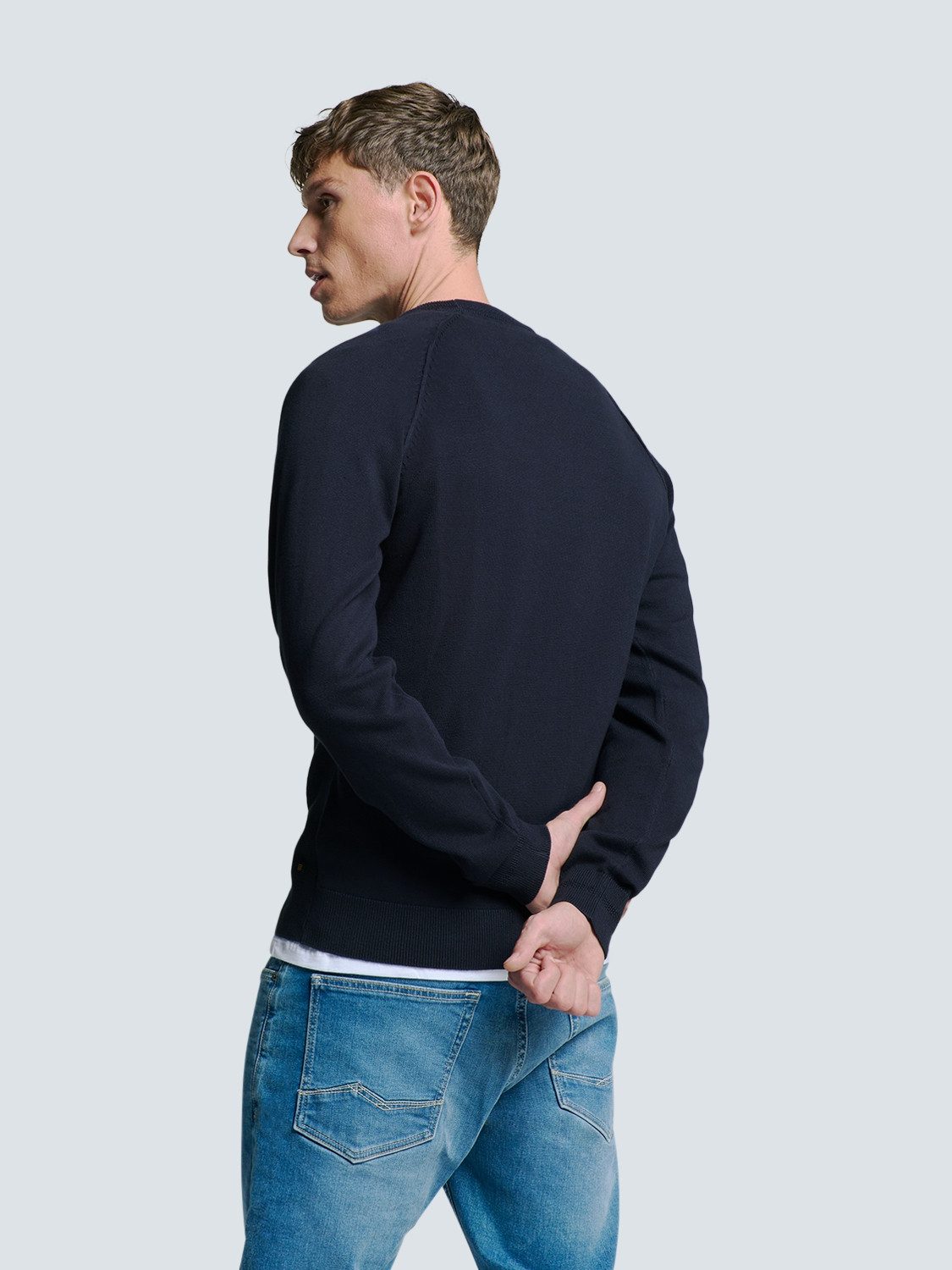 NO EXCESS Rundhalspullover aus Reliefstrick günstig online kaufen