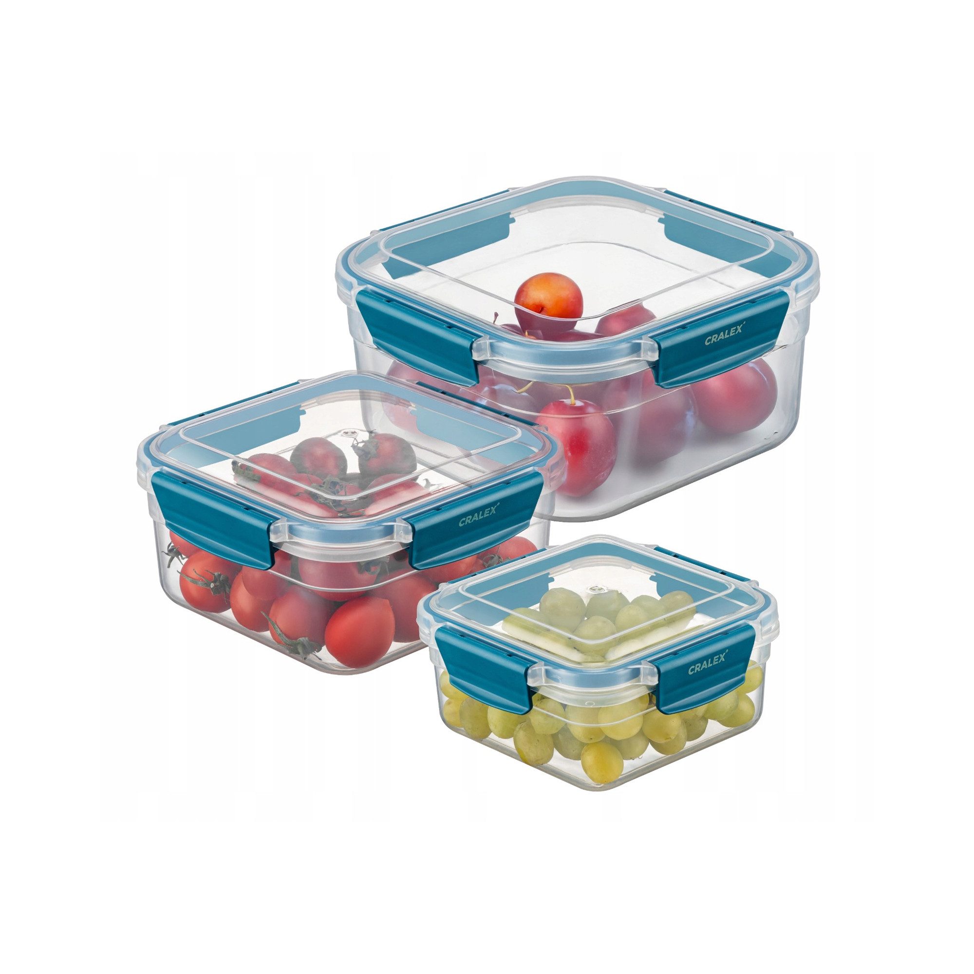 CRALEX Vorratsdose CRALEX Bona Airtight rechteckige Lebensmittelbehälter, 3er-Set, (3-tlg)
