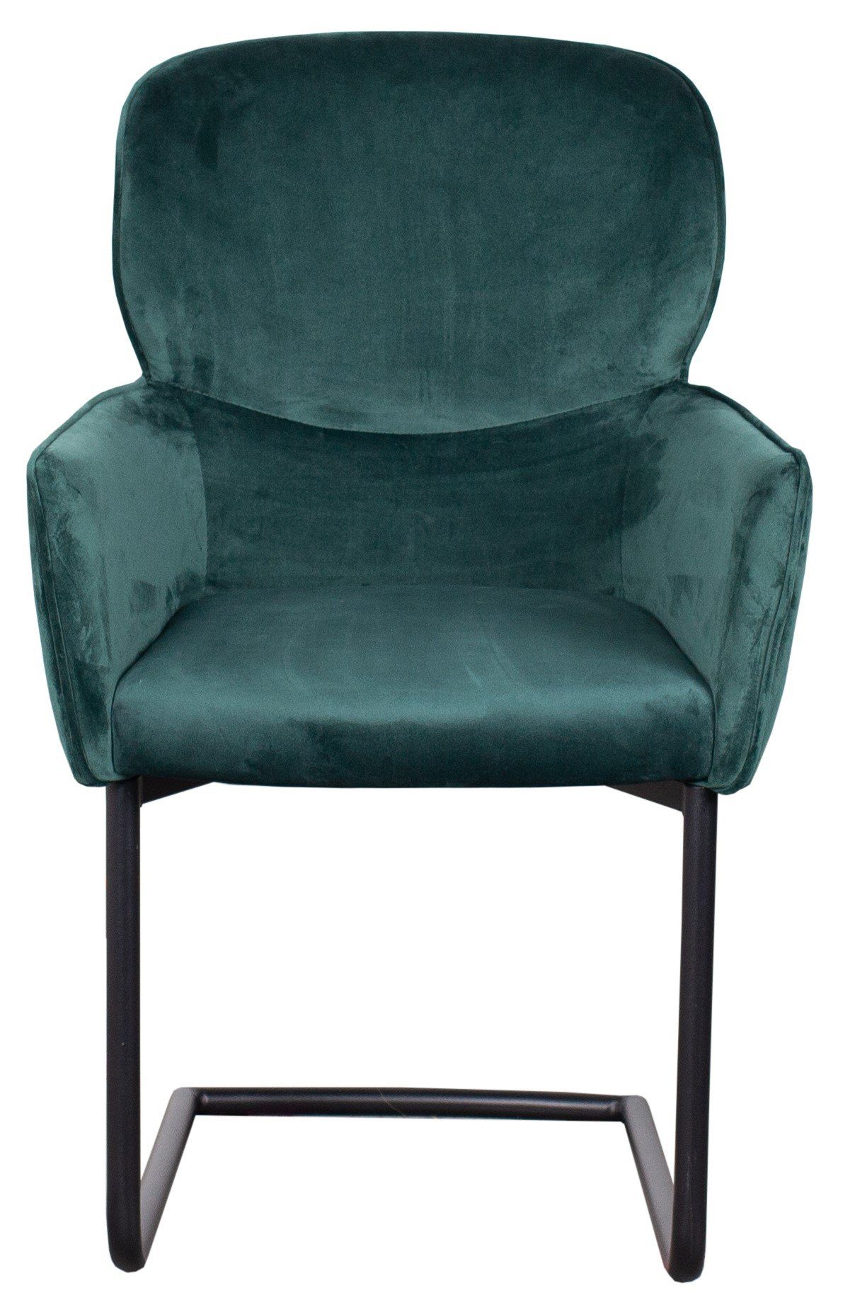 Metall-Gestell - - Samt - bene gepolstert Samtbezug dunkelgrün - Rückenlehne - - Sessel - living Esszimmer 6-St), (Set, hohe Armlehnen Venedig