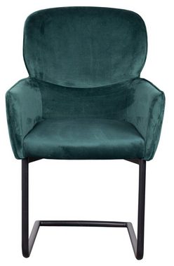 bene living Sessel Venedig - gepolstert - Samt - dunkelgrün (Set, 6-St), Samtbezug - Metall-Gestell - hohe Rückenlehne - Armlehnen - Esszimmer