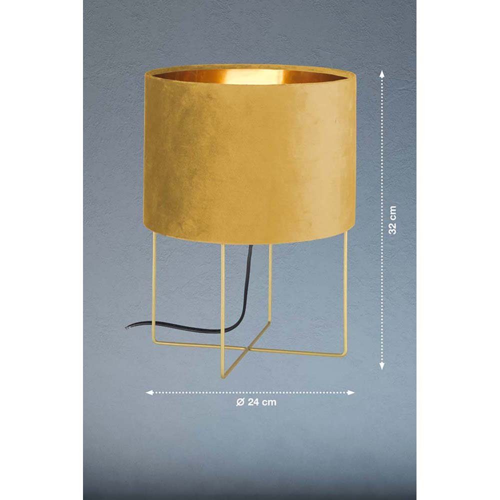 etc-shop LED Tischleuchte Wohnzimmerlampe H Metall Tischleuchte, Textil Nachttischleuchte 32 Gold