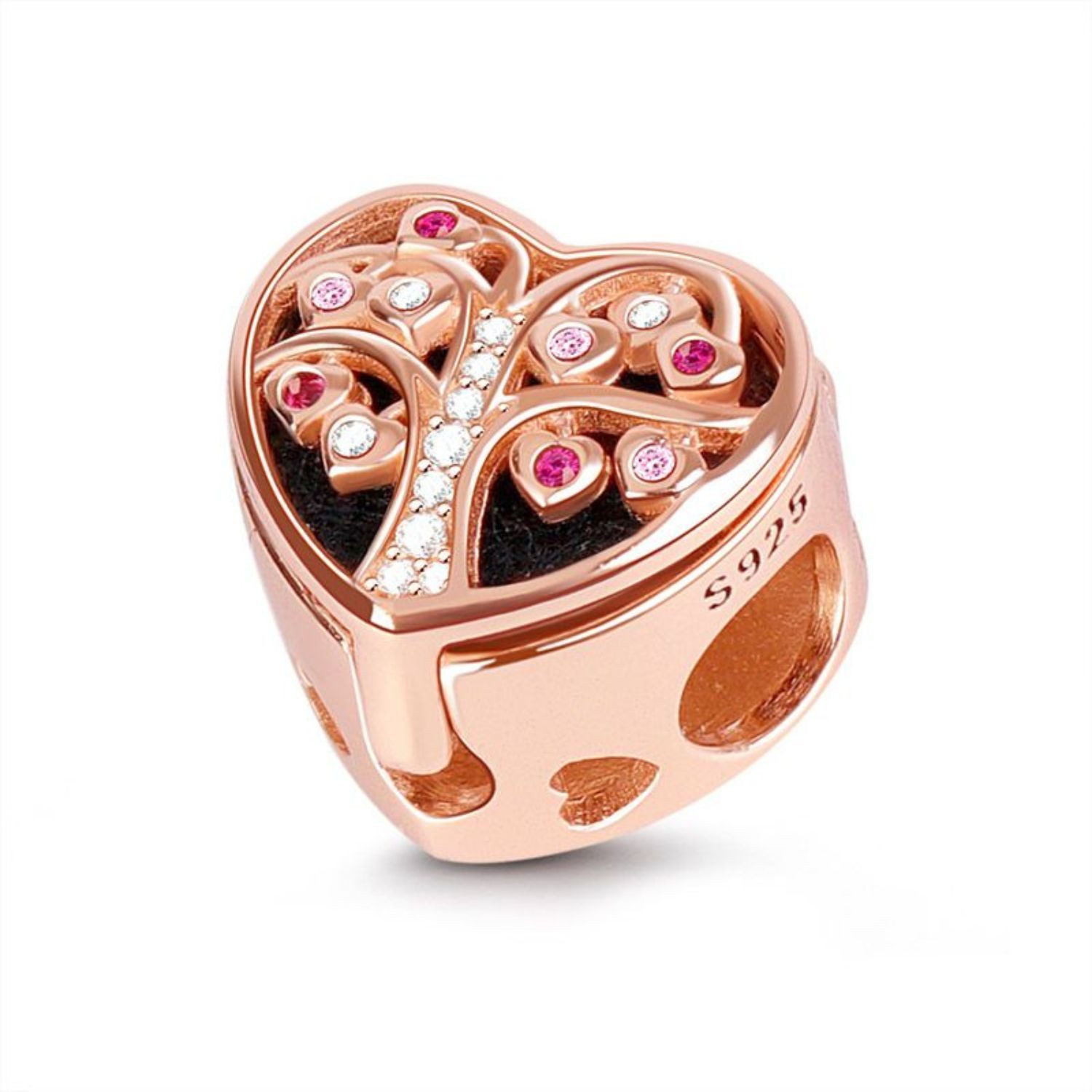 Gnoce Bead Gnoce Charm Lebenshaum Herz DJC022 Silber rosévergoldet