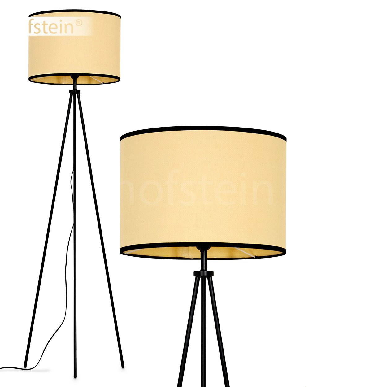 Stehlampe Stehlampe aus Metall/Stoff in Schwarz/Beige