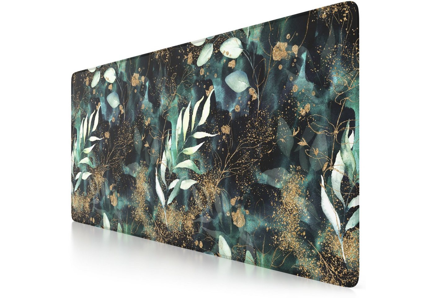 CSL Gaming Mauspad XXL Speed Mousepad 900 x 400 x 3 mm, große Tischunterlage (1-St), rutschfest, abwaschbar, Geschwindigkeit & Präzision, Gold Floral
