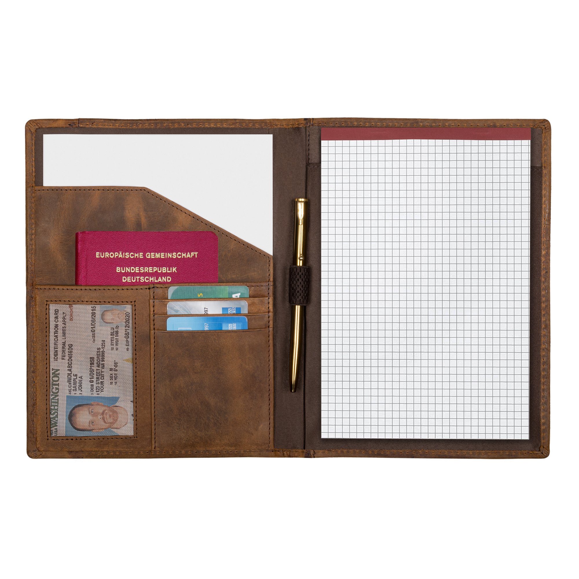 STILORD Konferenzmappe "Bernhard" Dokumententasche DIN A5 Leder aus echtem Leder