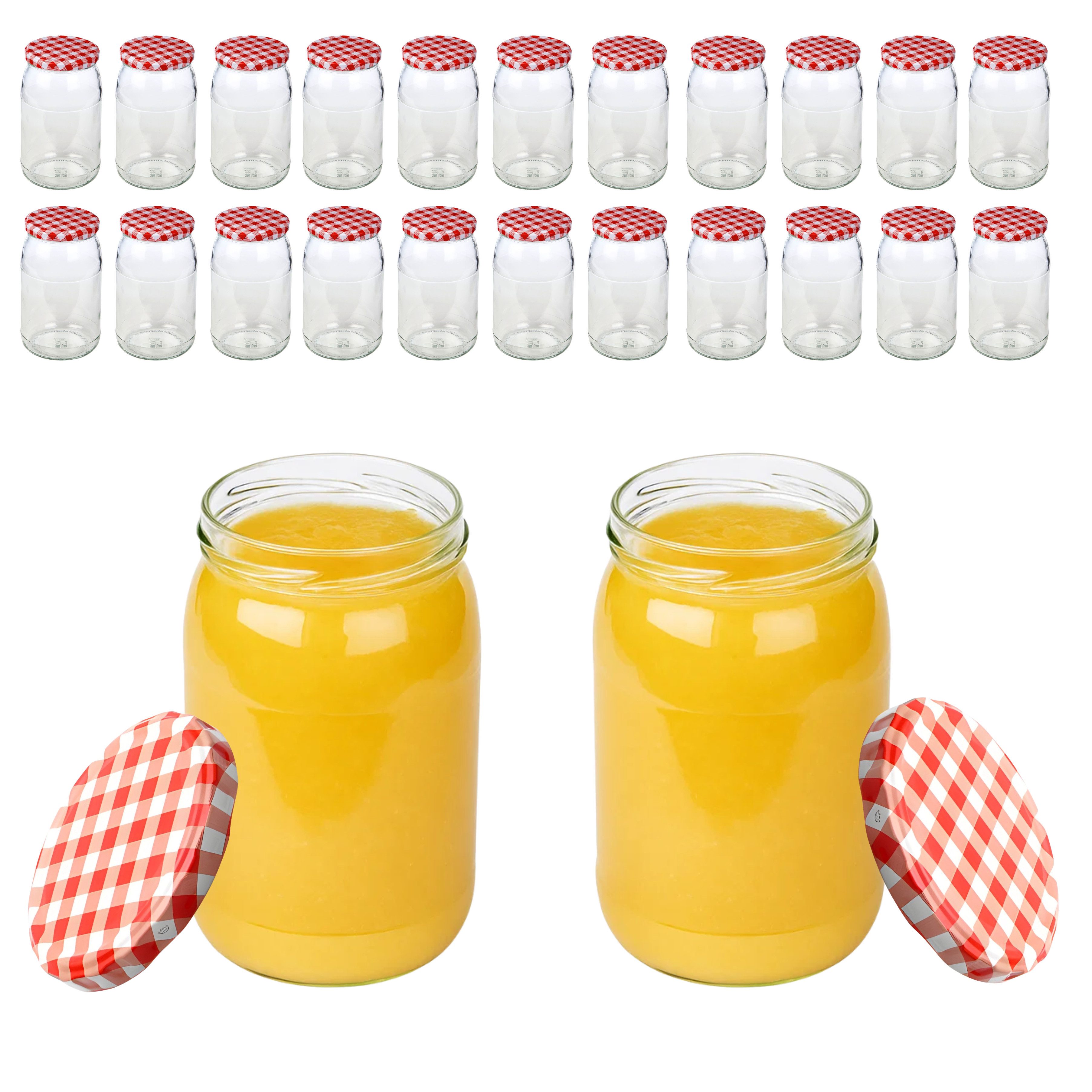 mikken Einmachglas 900 ml große Einmachgläser Einkochgläser Schraubgläser Vorratsgläser, (Set, 24-tlg., Spar-Set), luftdicht schließend, zum pasteurisieren geeignet