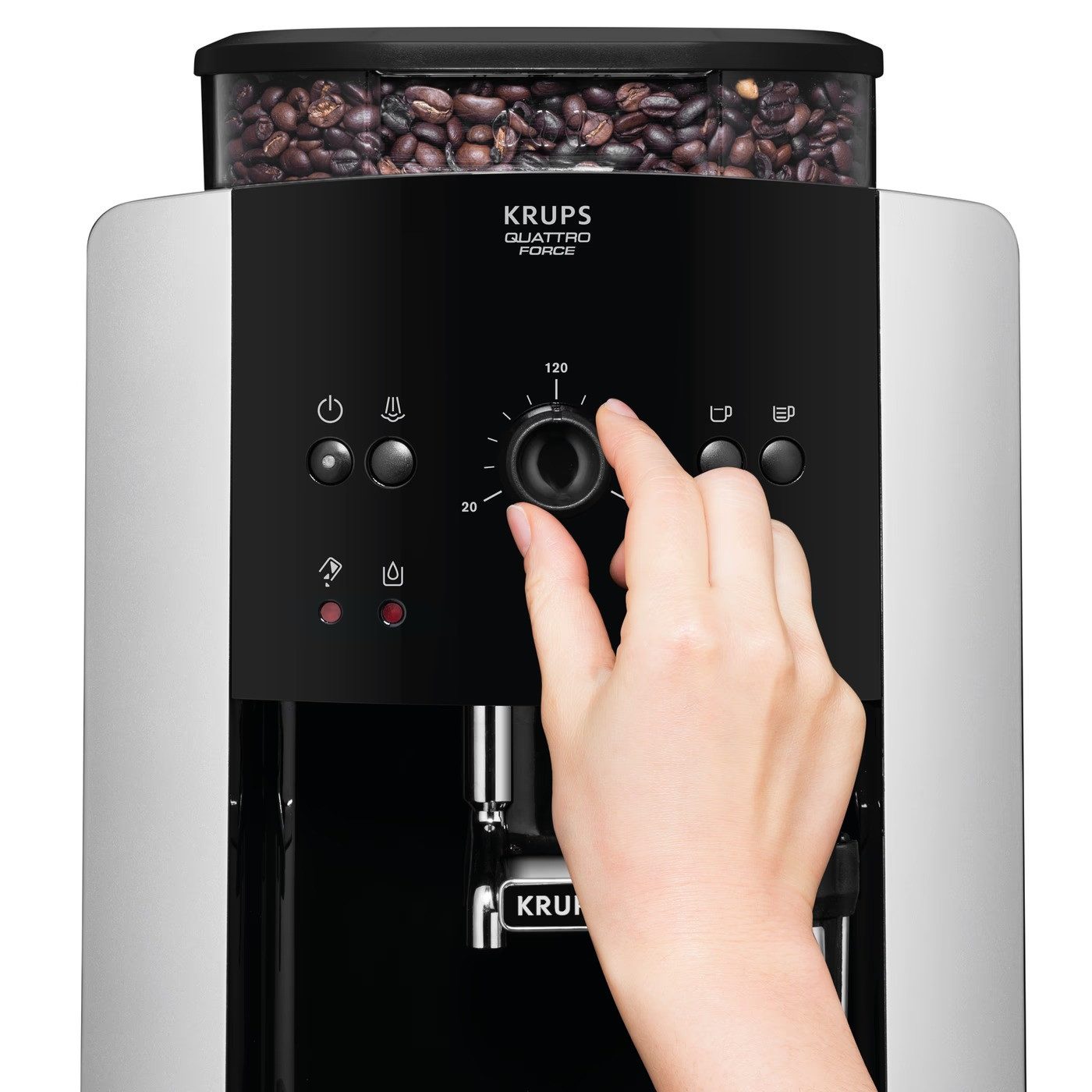 Krups Kaffeevollautomat EA8118, Vollautomatische Espressomaschine Silber Schwarz Kompakt