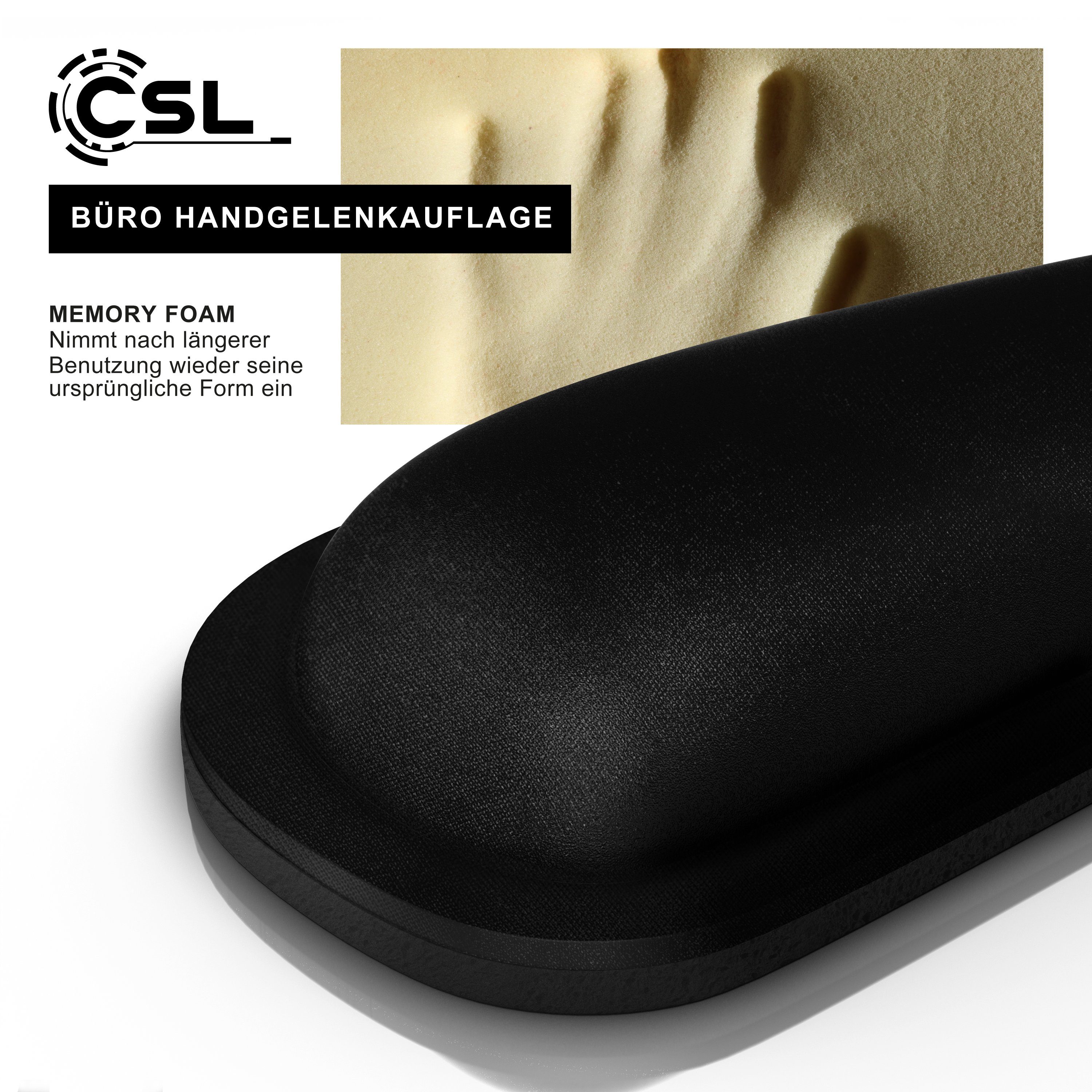 CSL Tastatur-Handballenauflage Keyboard Handgelenkschoner, ergonomische Haltung, 43 cm, abwaschbar, Handballenauflage Tastatur, für Computer Laptop Notebook, atmungsaktiv