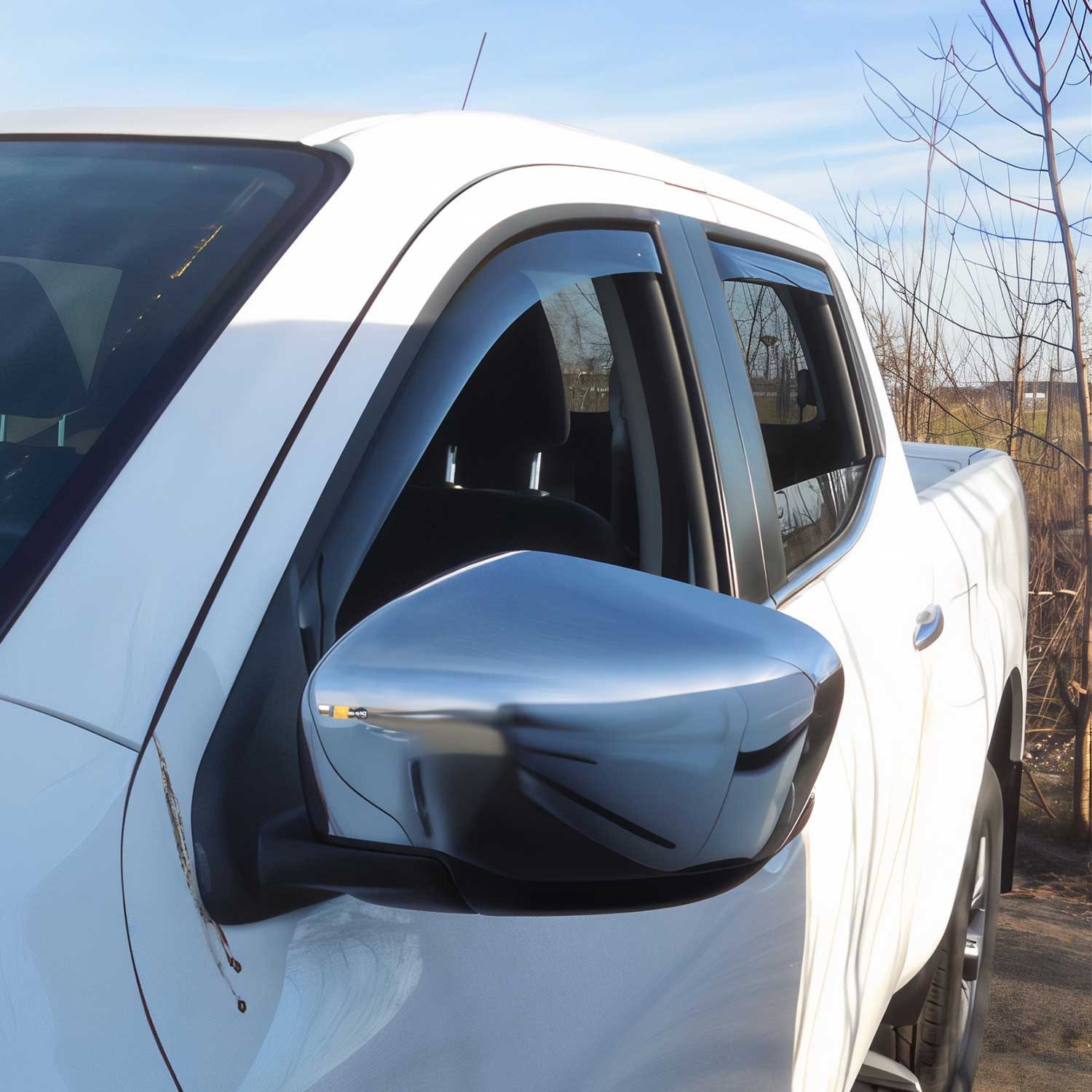 OMAC Вентиляционные решетки Windabweiser Regenabweiser für Nissan Navara D23 2015-2025 Acryl 4tlg (4 St), Aerodynamisch, Einfache Montage, Waschstraßenfest