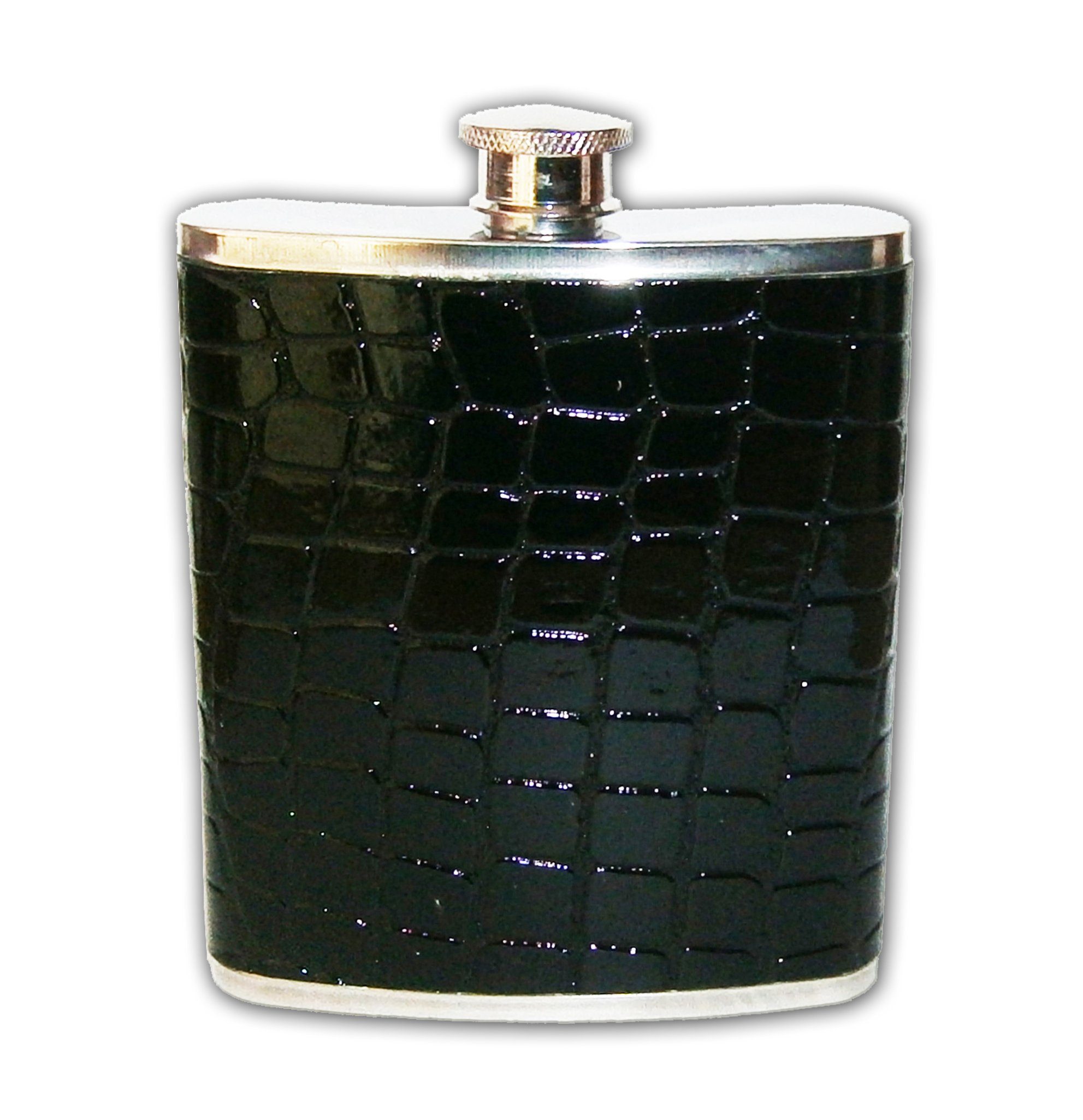 Arte Regal Flachmann FLACHMANN - 210ml/7oz Kroko Leder optik Edelstahl 82 (Schwarz), mit Schraubverschluß