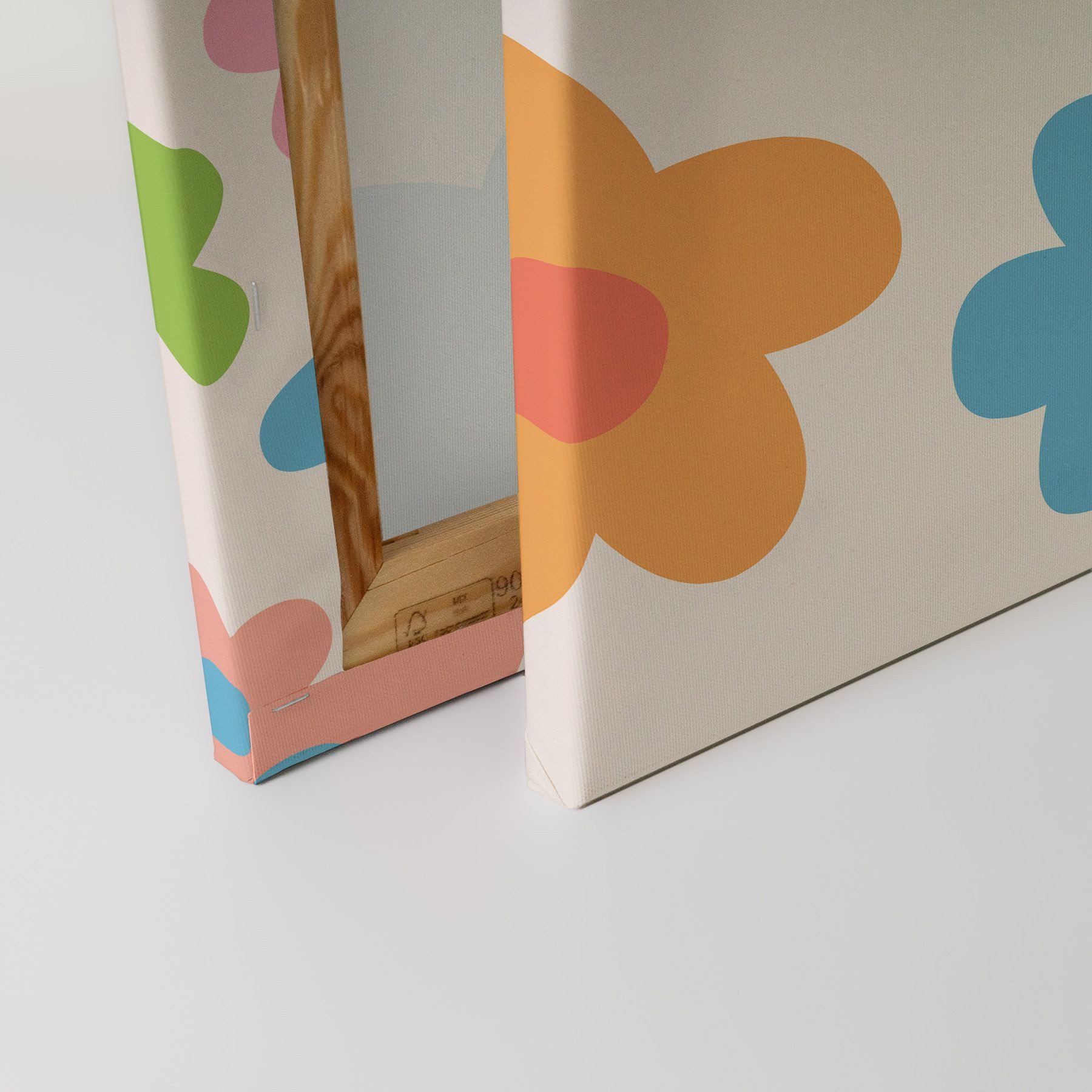 Tadessi Leinwandbild Retro Blumen Bunt Creme Weiß versch. Größen, Blumen