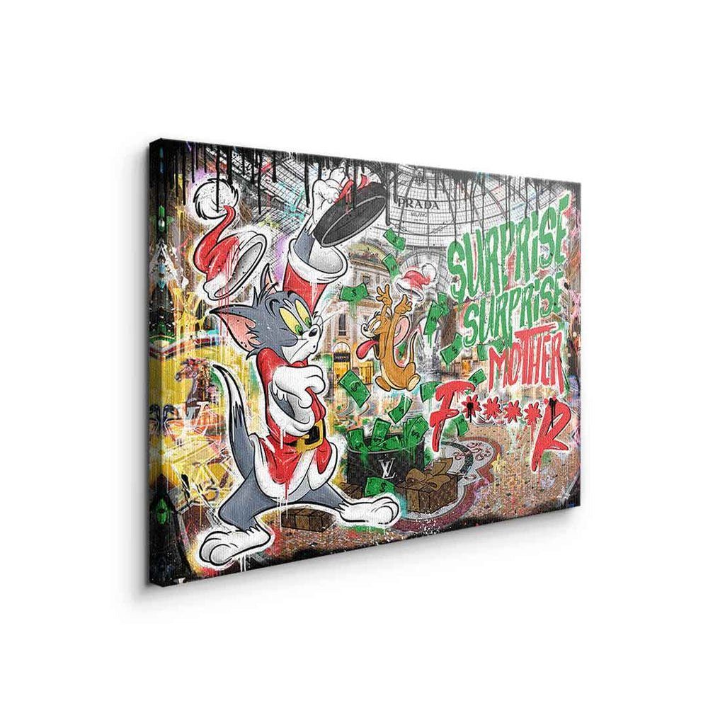 DOTCOMCANVAS® Leinwandbild, Leinwandbild Comic Pop Rahmen surprise fucker & Art Tom silberner Jerry mother surprise