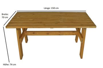 TPFGarden Garten-Essgruppe Drieburg, (3-tlg., Outdoor Garten Garnitur aus massivem Kiefernholz), 2x Bank 3-Sitzer & 1x Tisch 70x150cm - Hochwertige Verarbeitung