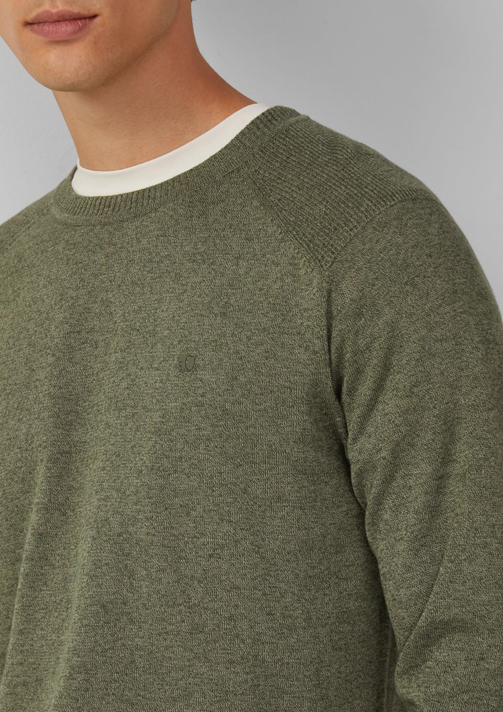 s.Oliver Longpullover Strickpullover Pullover aus Moulinéstrick mit Crew Neck und Raglanärmeln