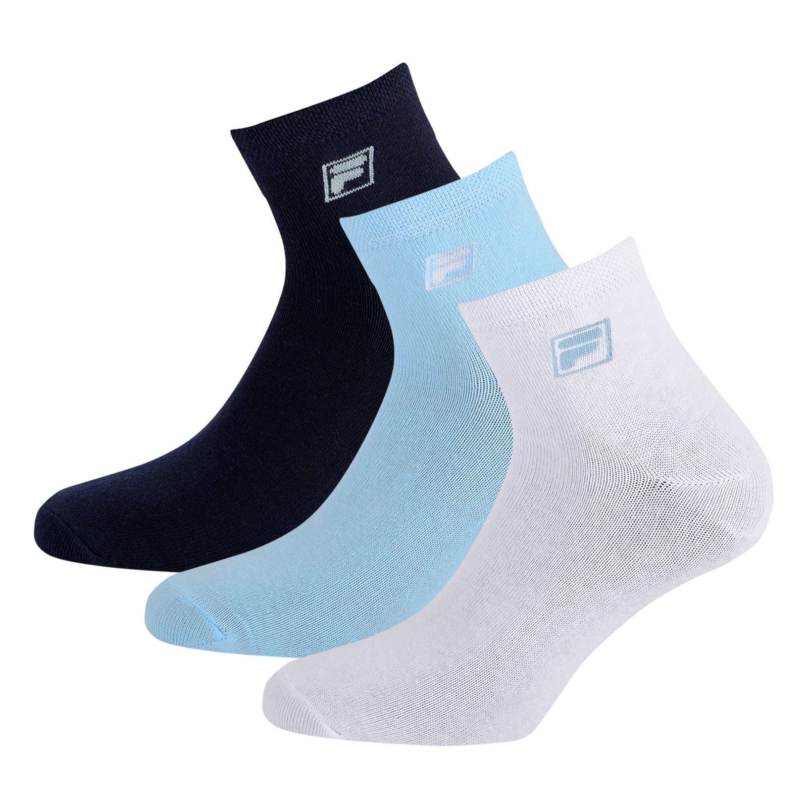 blue light Sportsocken Piquebund Socken Quarter / 821 (18-Paar) white elastischem navy Fila mit /