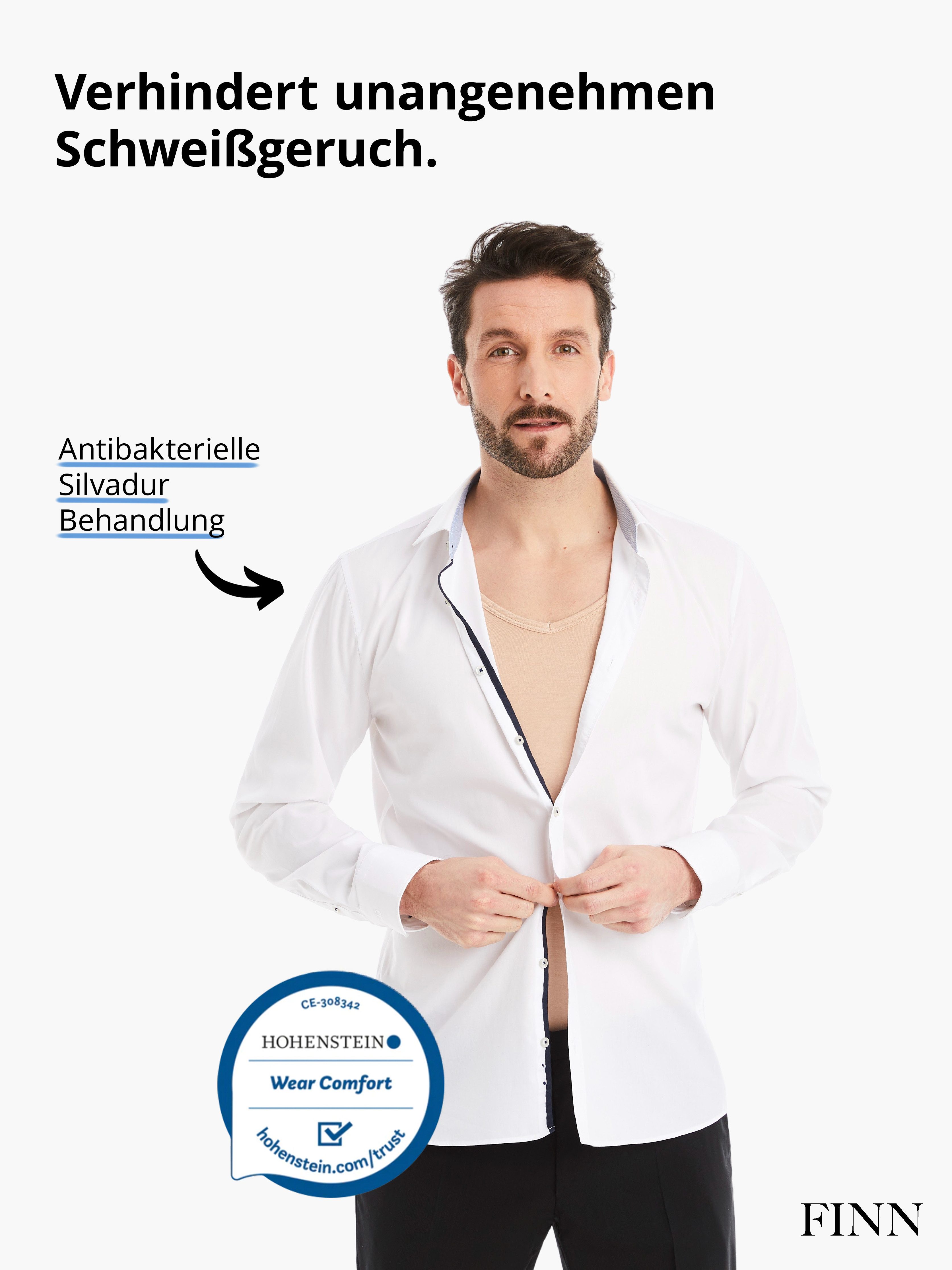 FINN Design Unterhemd Anti-Schweiß Shirt Herren mit V-Ausschnitt und integrierten Achselpads Garantierter Schutz vor Schweißflecken und Schweißgeruch
