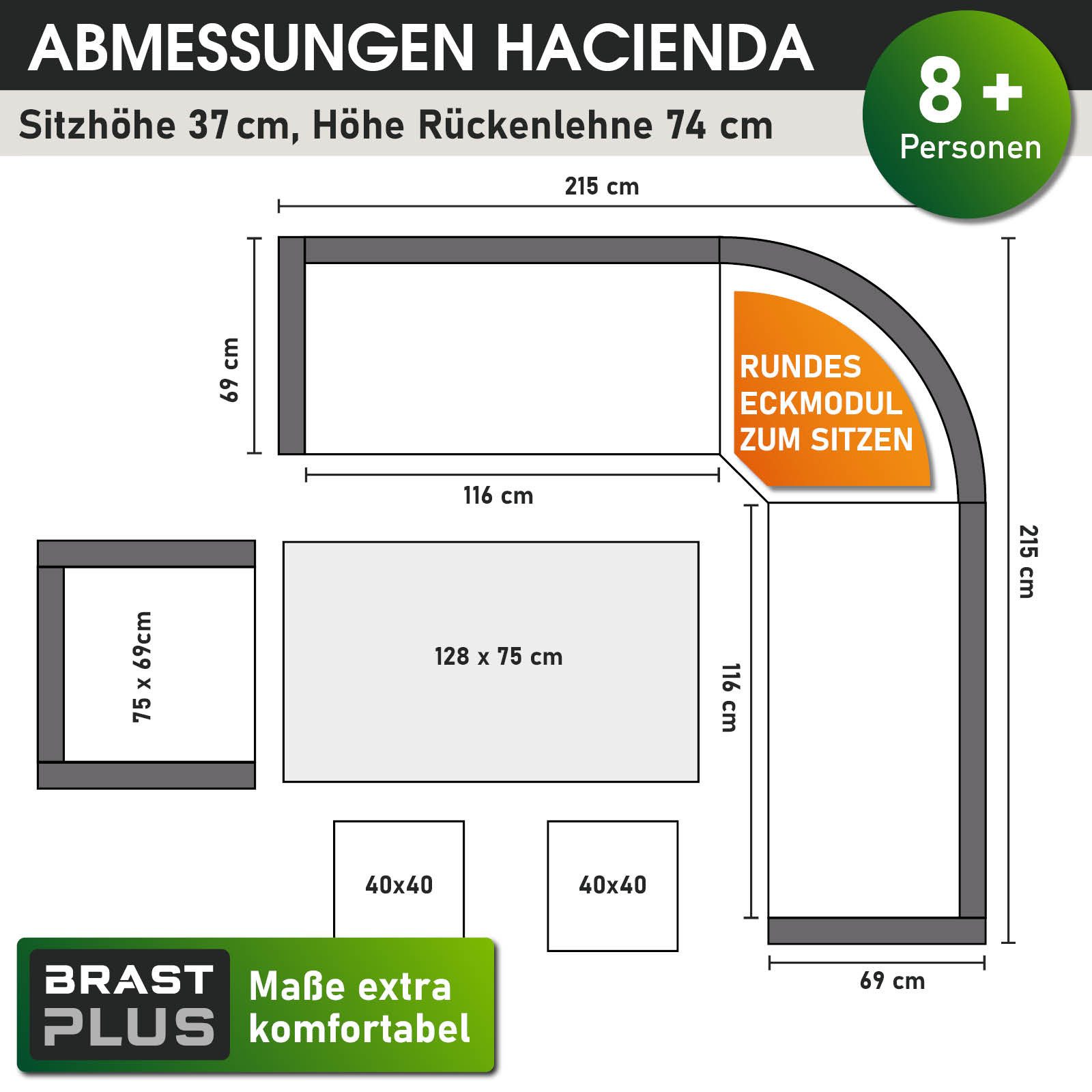 BRAST Gartenlounge-Set Hacienda, bis zu 10 Personen, viele Farben inkl. Kissen & Abdeckung, (1-tlg), TÜV geprüft Outdoor Loungemöbel