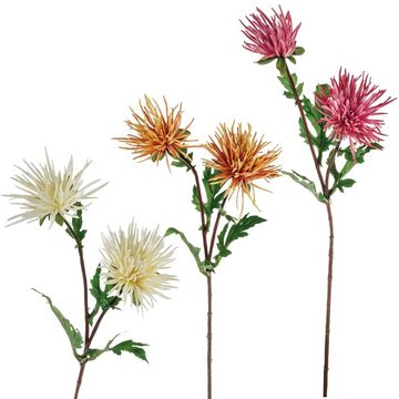 Kunstblume Strahlen Chrysanthemen Kunstblumen 3 Fb Chrysantheme, matches21 HOME & HOBBY, Höhe 72 cm