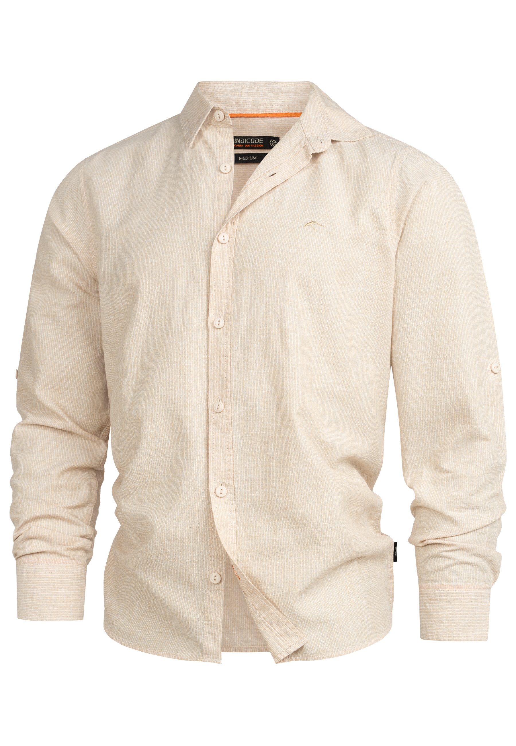 Indicode Langarmhemd INTheon mit Button-Down-Kragen, einfarbig günstig online kaufen