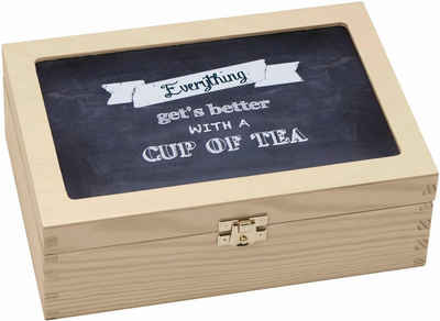 Contento Teebox Everything gets better with a cup of tea, Holz, (1-tlg)