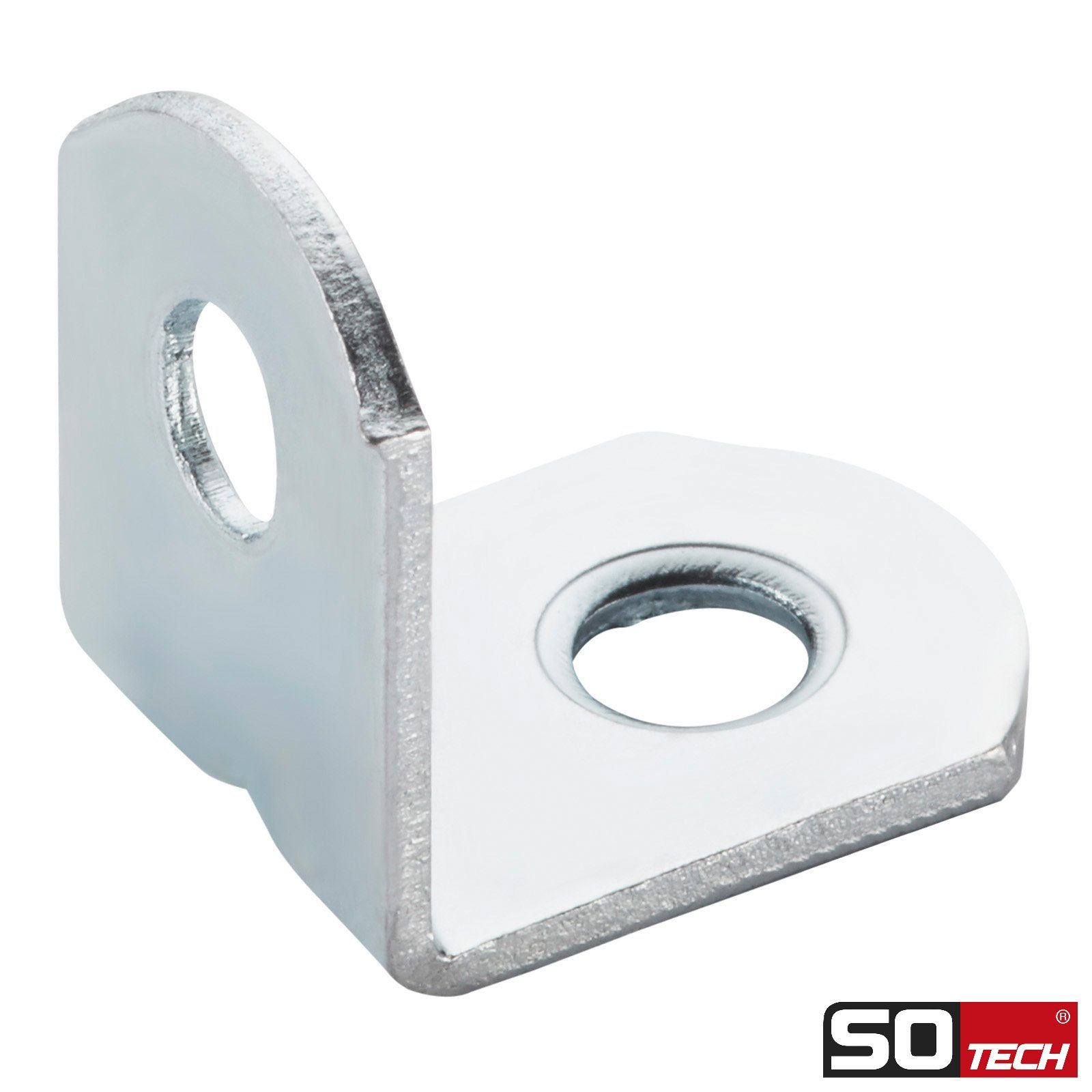 SO-TECH® Winkelverbinder L-Winkel abgerundet, Stahl verzinkt, Lochung gesenkt, LxB: 2x1.5 mm, (10-St), Stuhlwinkel mit Sicke, 20 x 20 x 15 x 1,5 mm