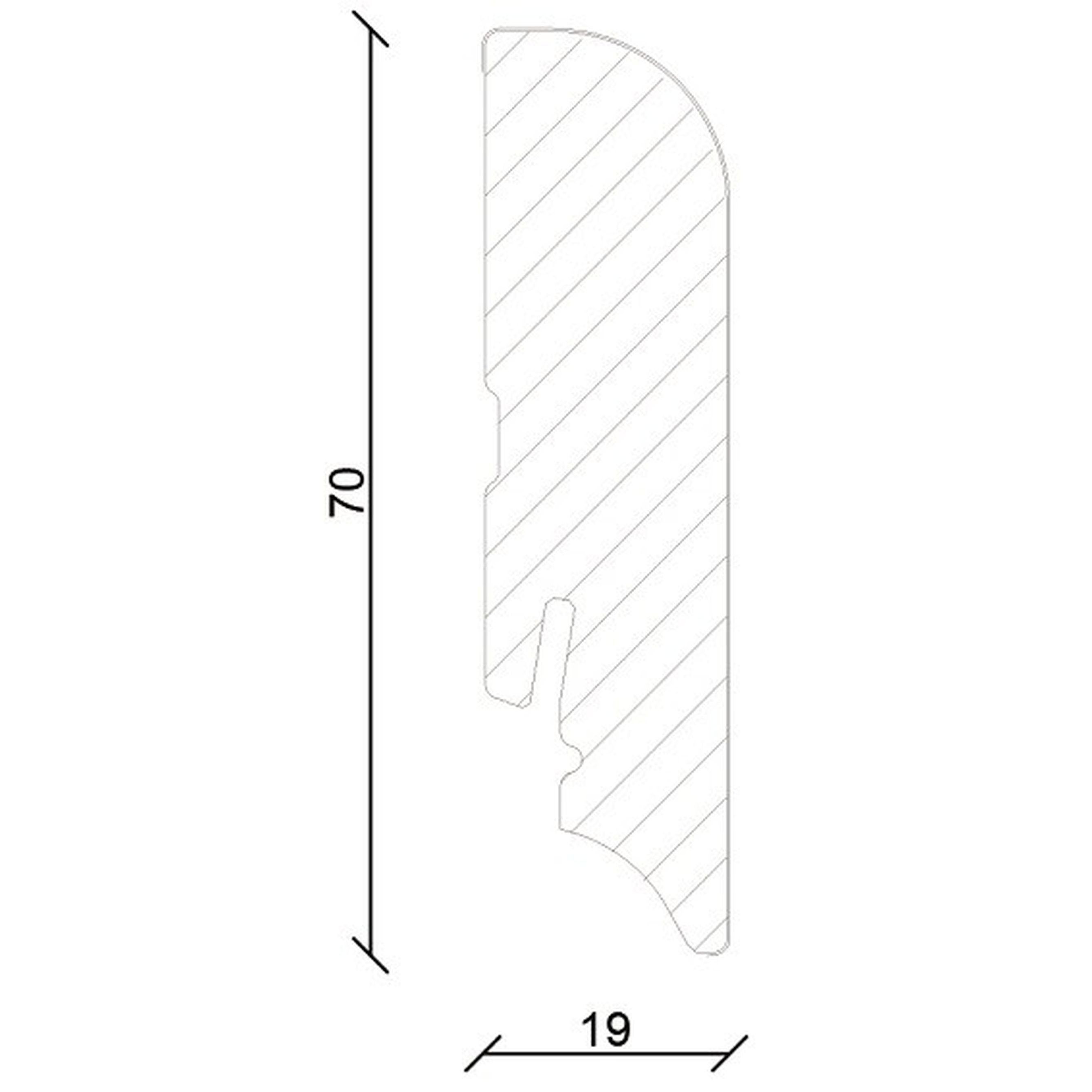 PROVISTON Sockelleiste MDF, 19 x 70 x 2400 mm, Weiß, Fußleiste, MDF foliert